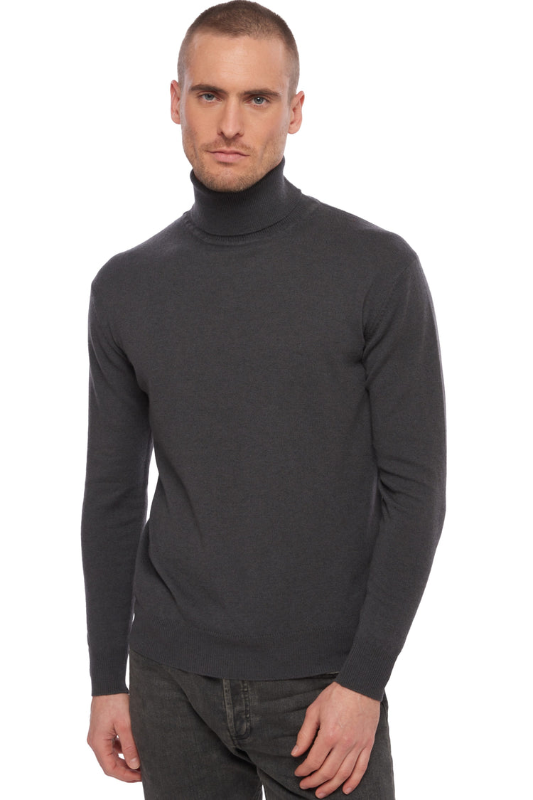 Pull en cachemire, 100 % Cachemire, homme, col col roulé, coupe droite, manches longues, normale / 2 et 4 fils, tricot normal, Mahogany