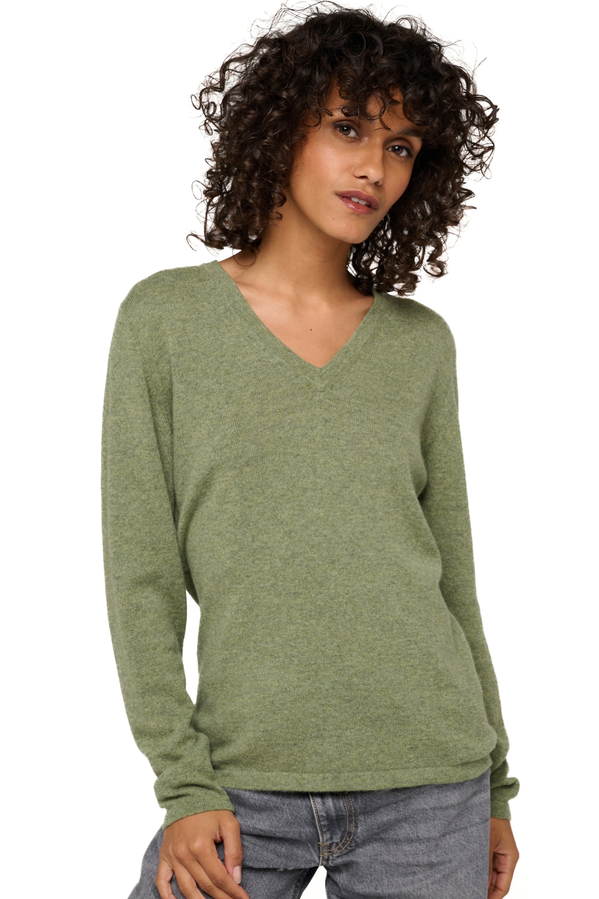 Emma en cachemire femme - vert chiné - Mahogany