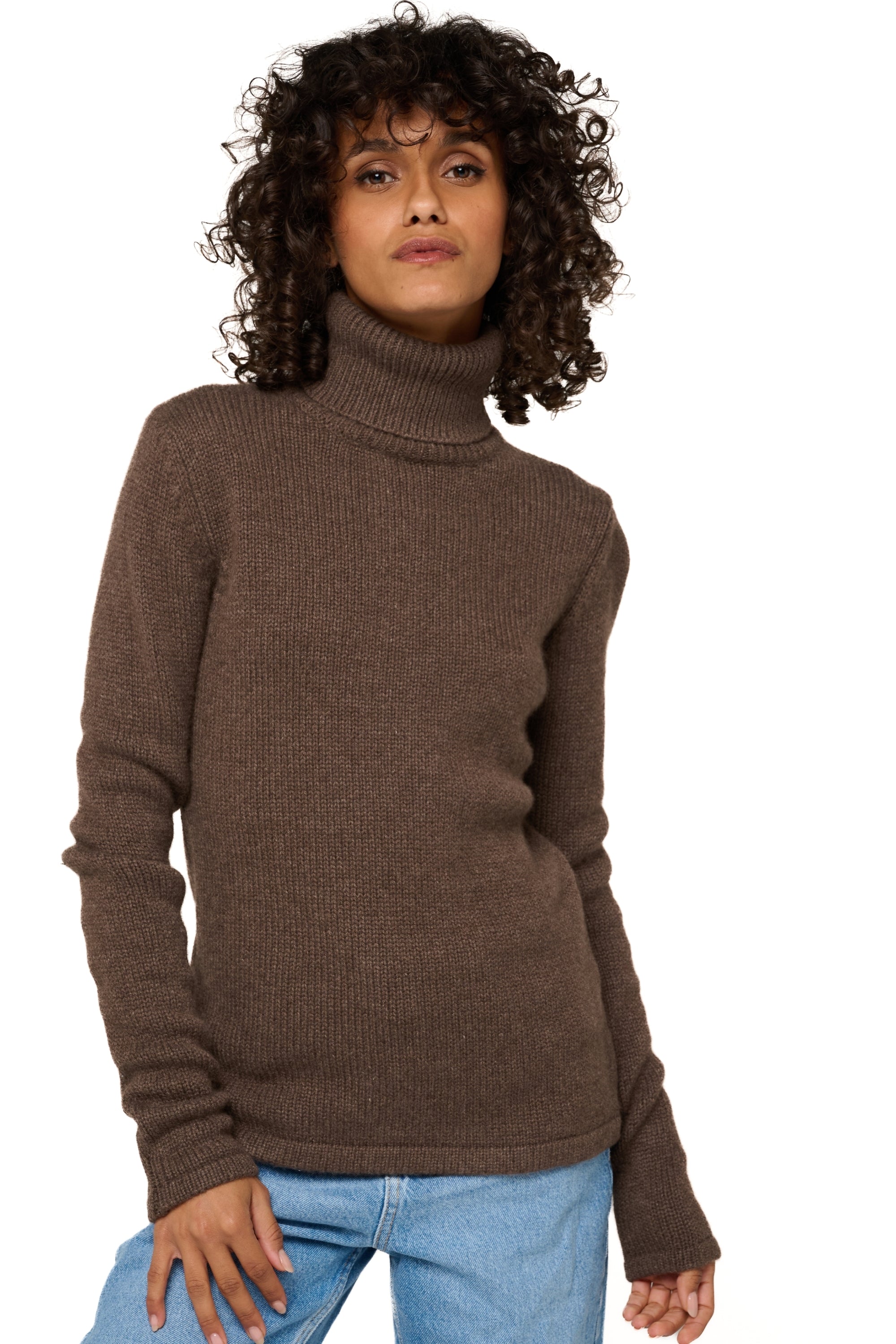 Carla en cachemire femme - marron chiné - Mahogany