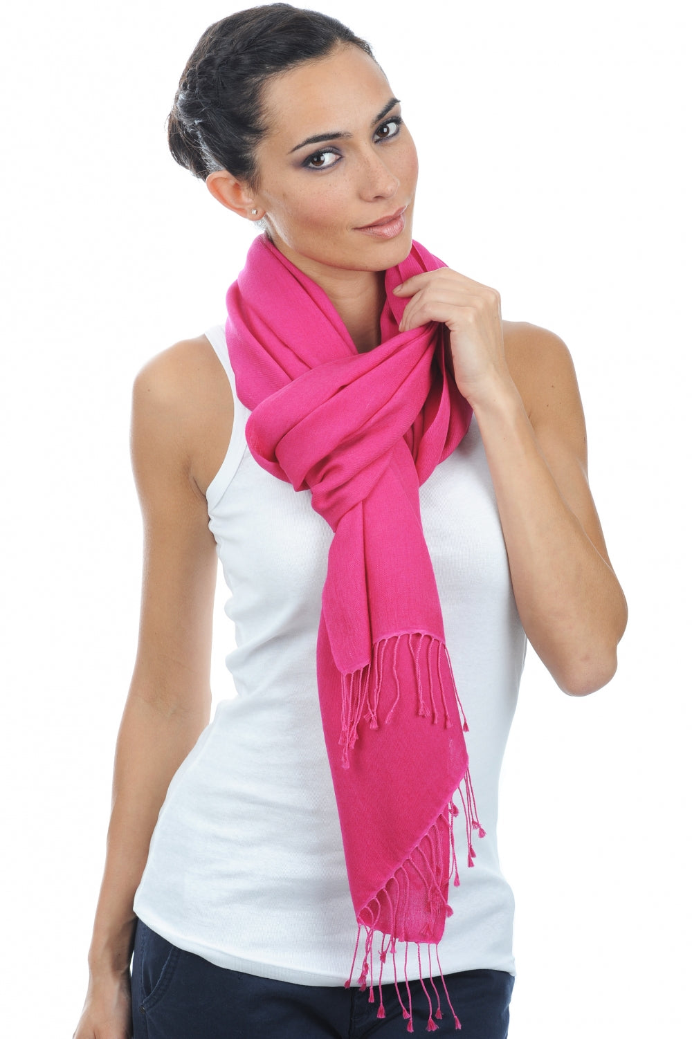 Platine en cachemire et soie mixte - fuchsia - Mahogany