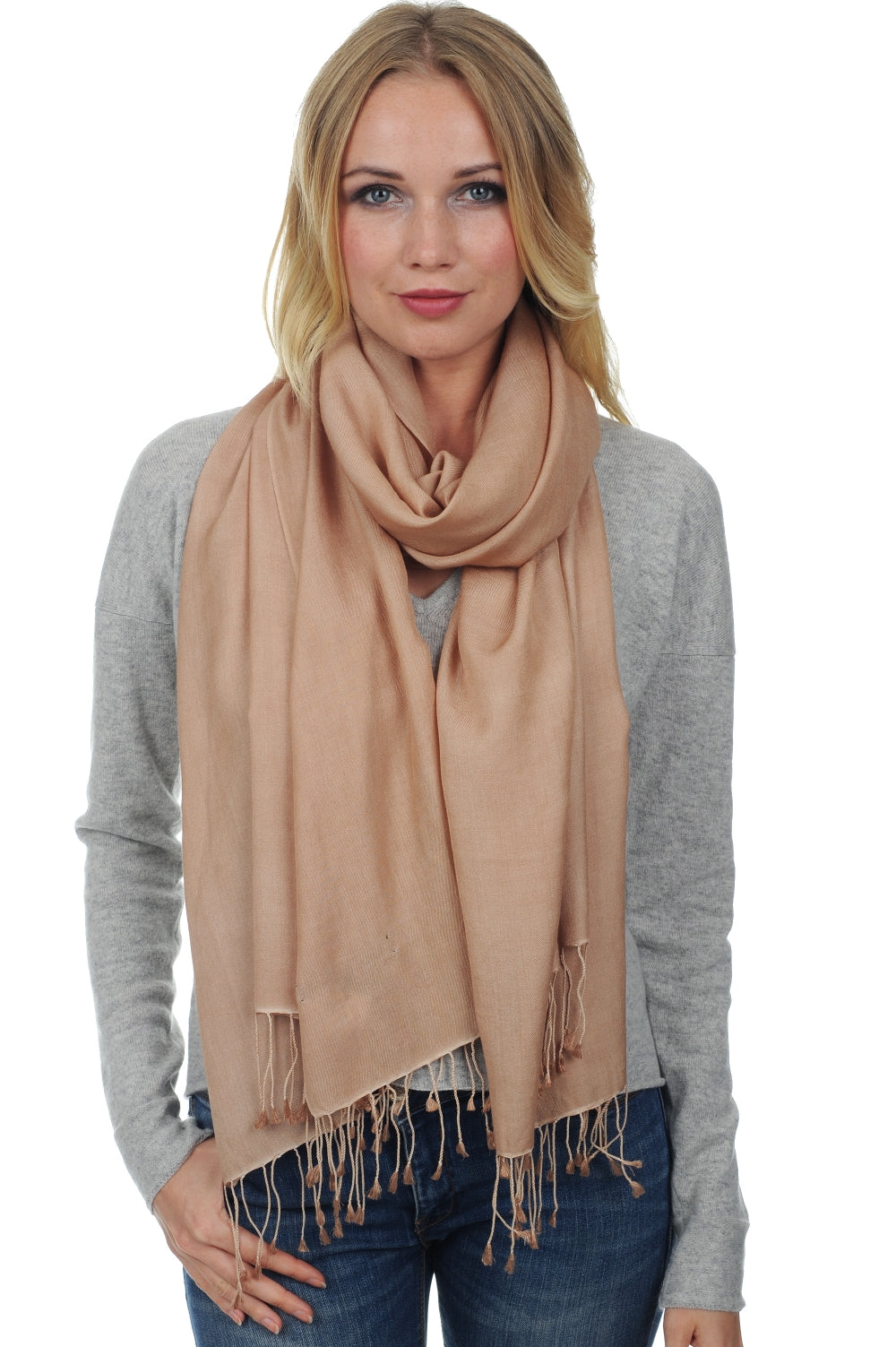 Platine en cachemire et soie mixte - beige rosé soutenu - Mahogany