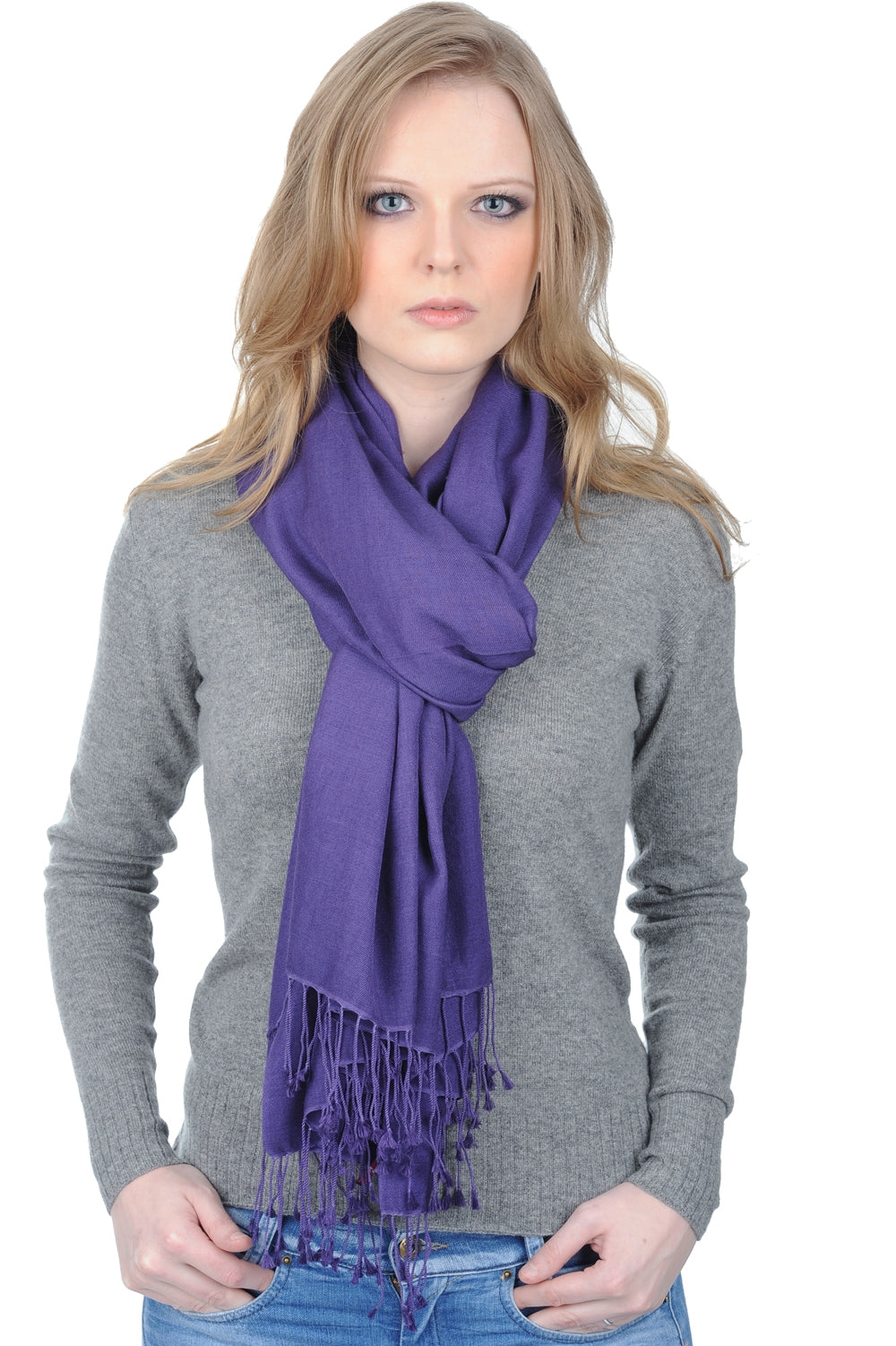 Platine en cachemire et soie mixte - violet passion - Mahogany