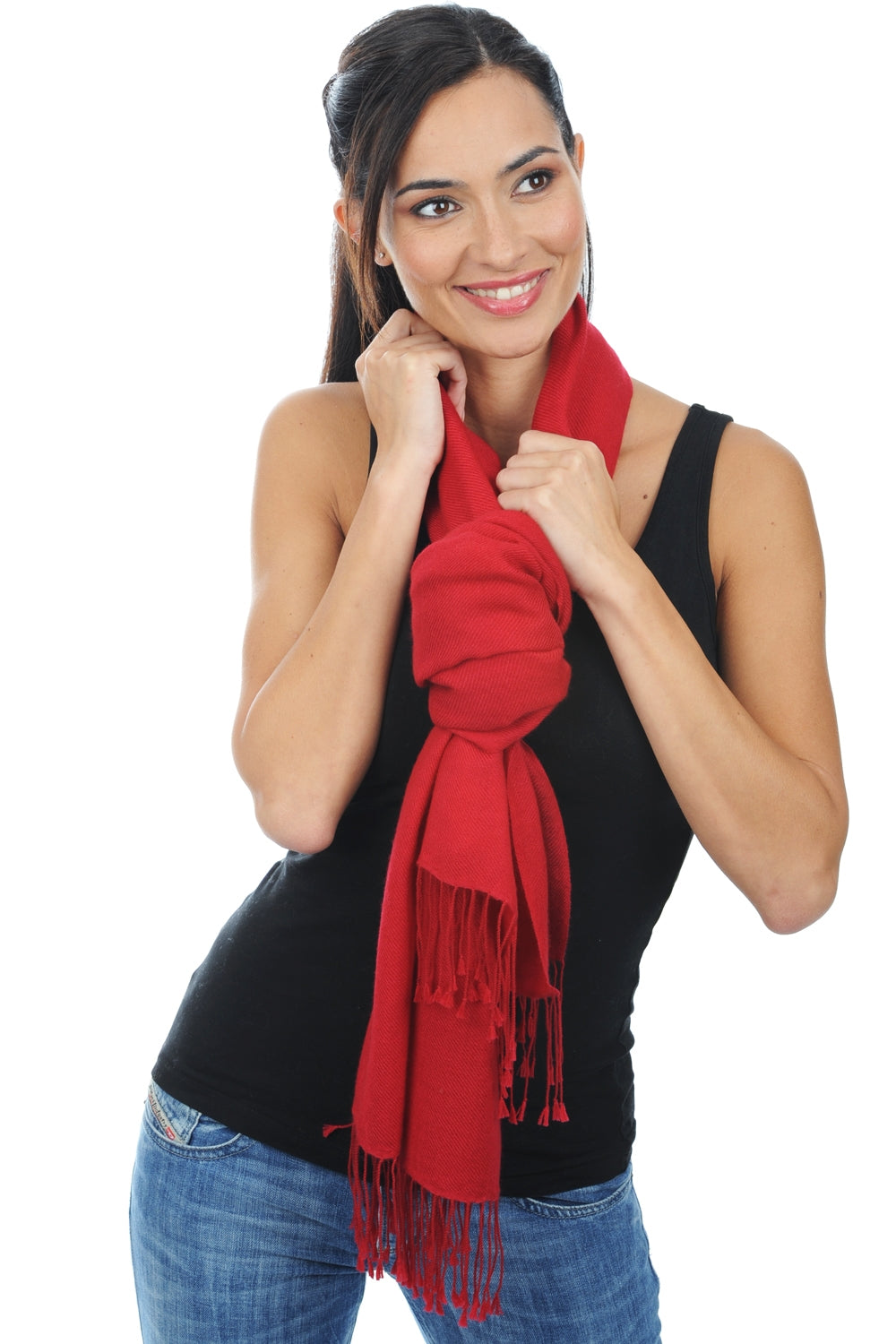 Diamant en cachemire mixte - rouge profond - Mahogany