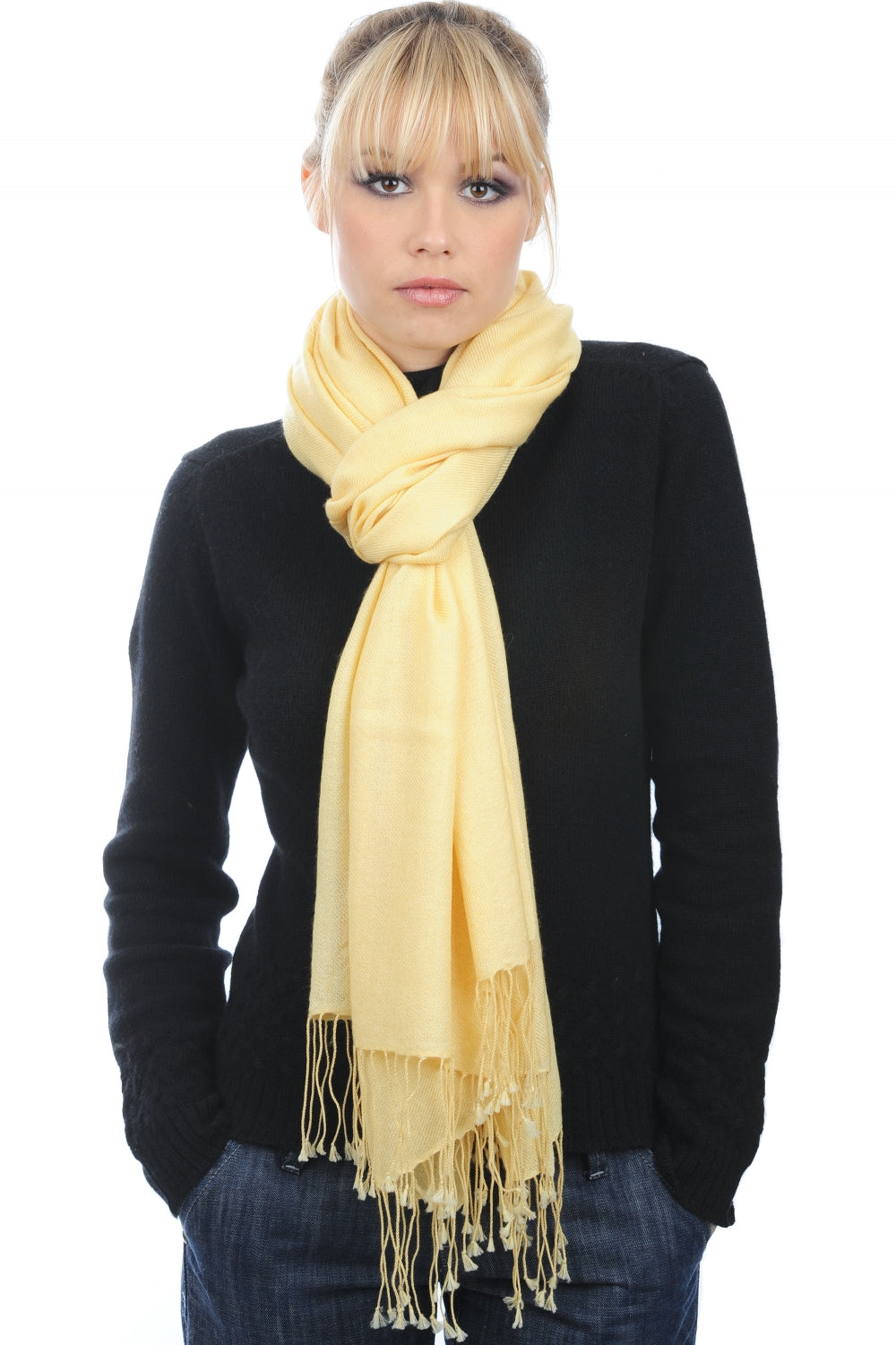 Diamant en cachemire mixte - jaune pastel - Mahogany
