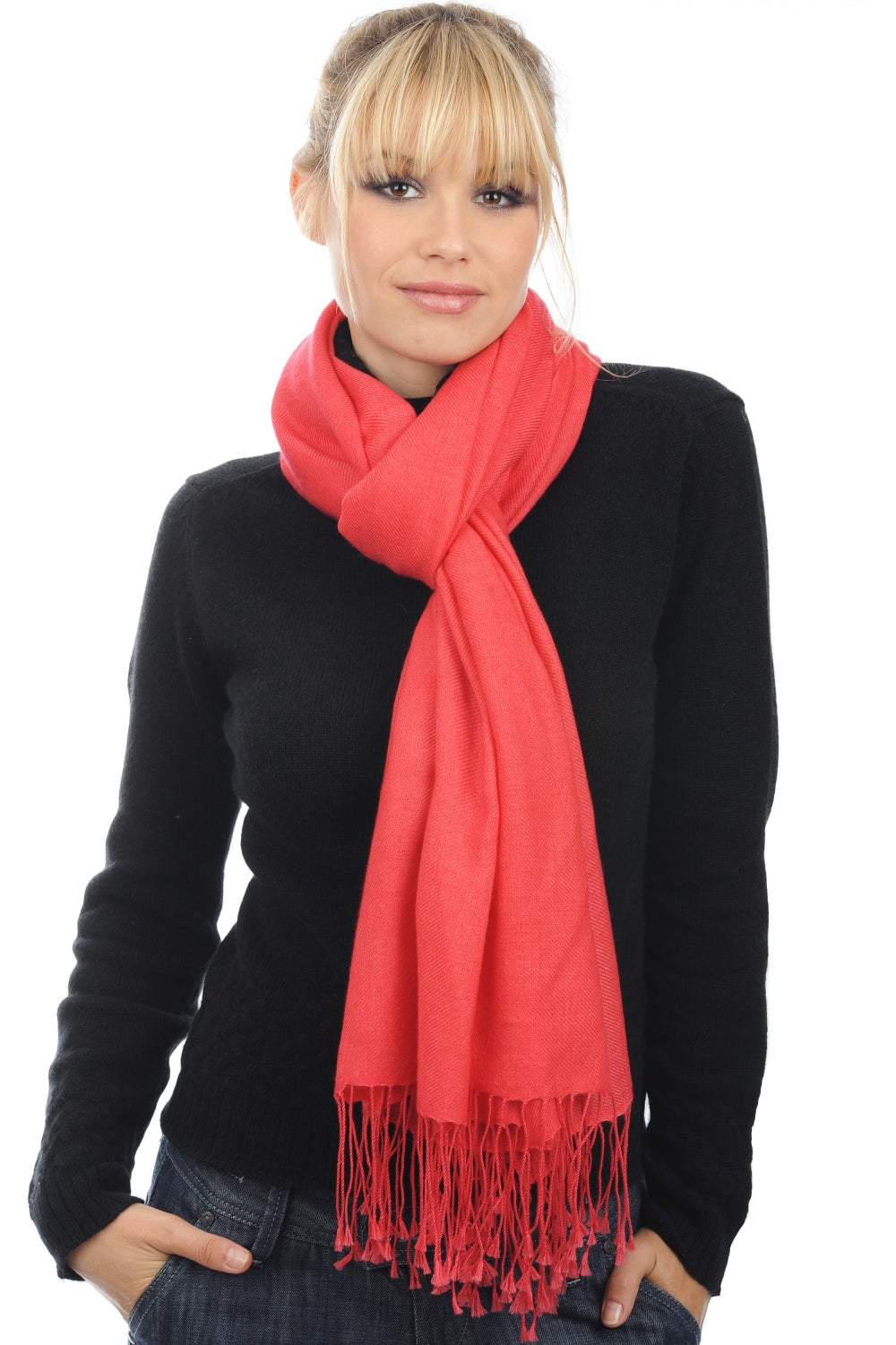 Diamant en cachemire mixte - corail lumineux - Mahogany