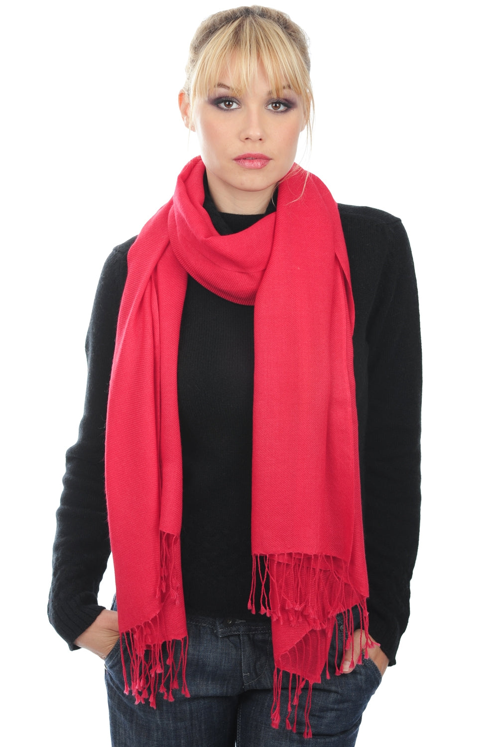 Diamant en cachemire mixte - rouge corail vif - Mahogany