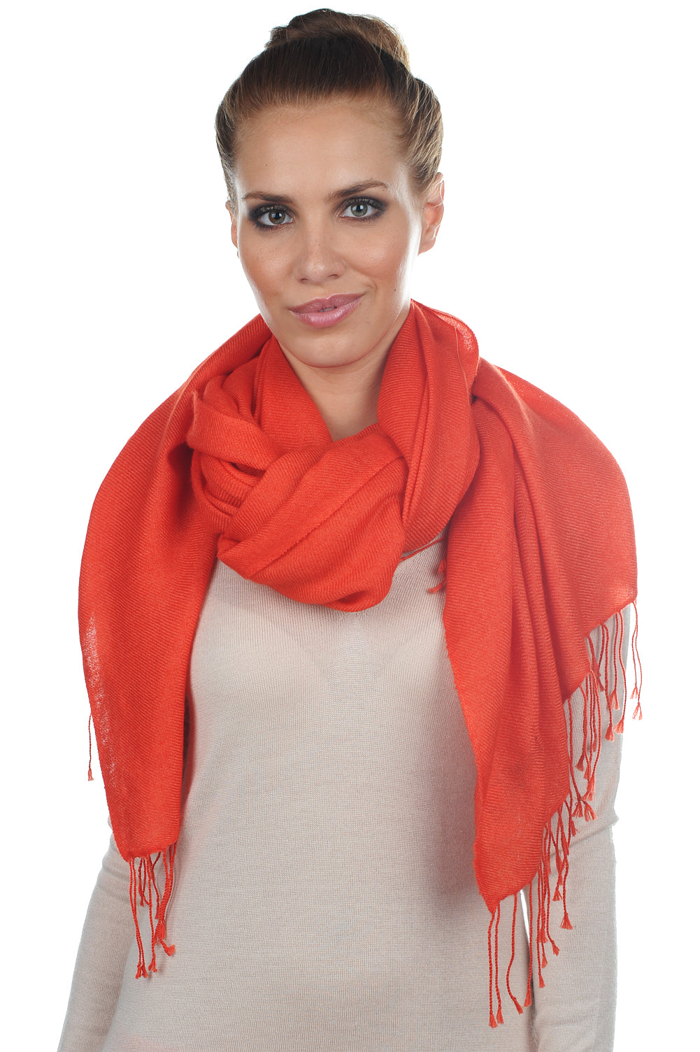 Diamant en cachemire mixte - orange sanguine - Mahogany