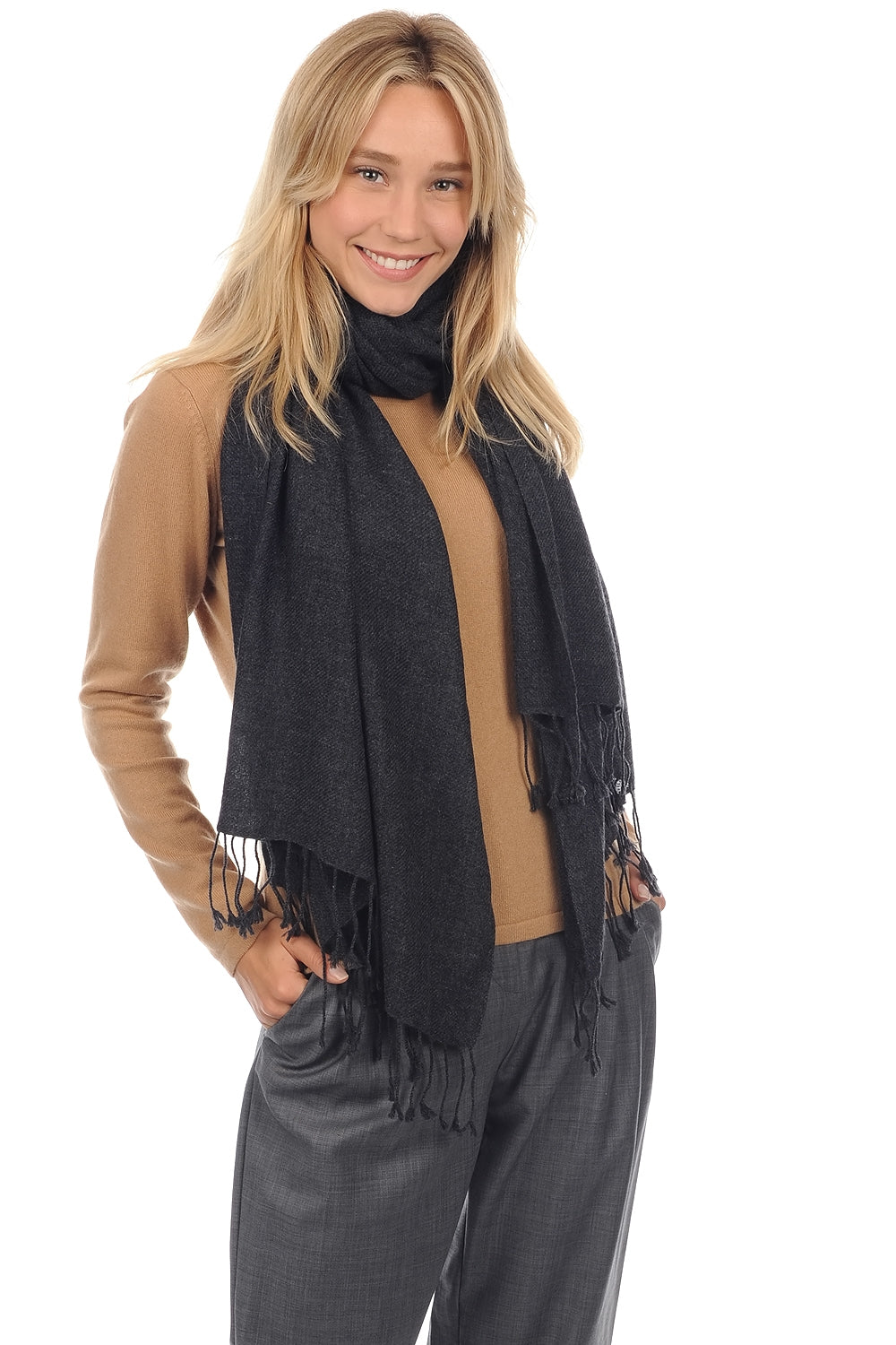 Pashmina en cachemire, 100 % Cachemire, mixte, normale / 2 et 4 fils, tissé fin, Mahogany