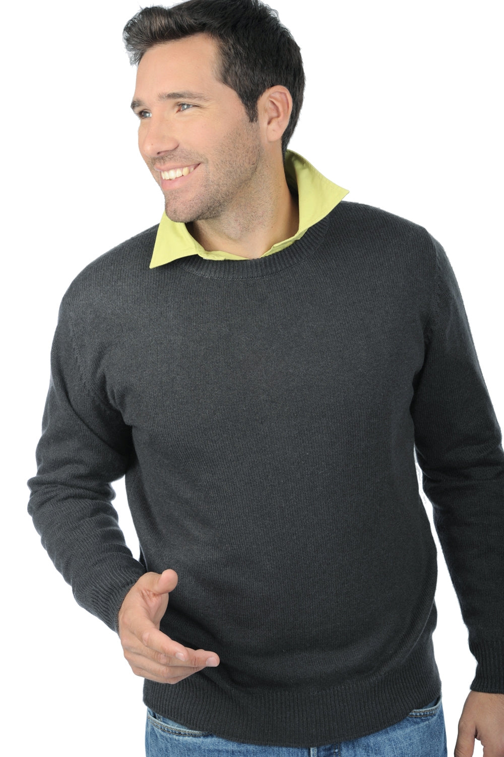 Pull en cachemire, 100 % Cachemire, homme, col col rond, coupe droite, manches longues, fine, , Mahogany