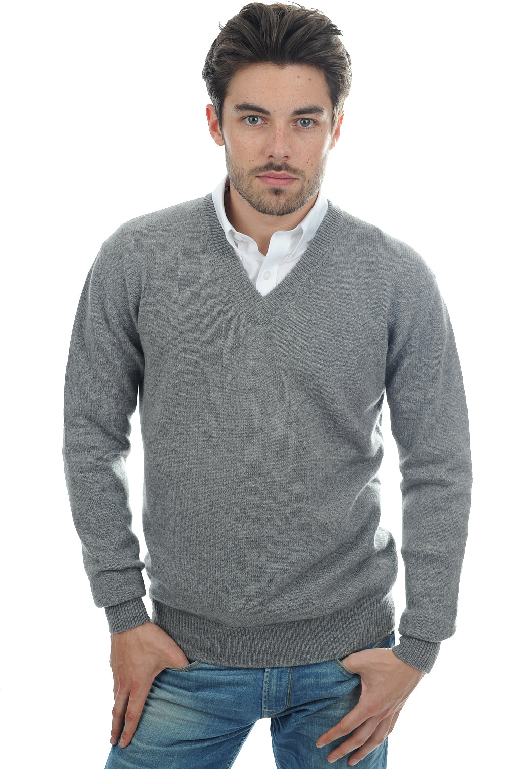 Hippolyte 4F en cachemire homme - gris chiné - Mahogany