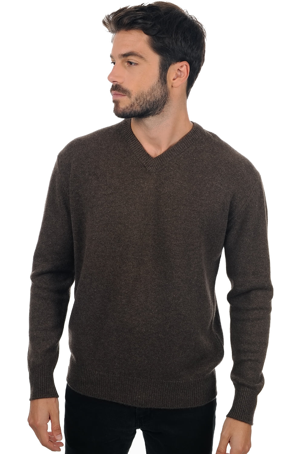 Hippolyte 4F en cachemire homme - marron chiné - Mahogany