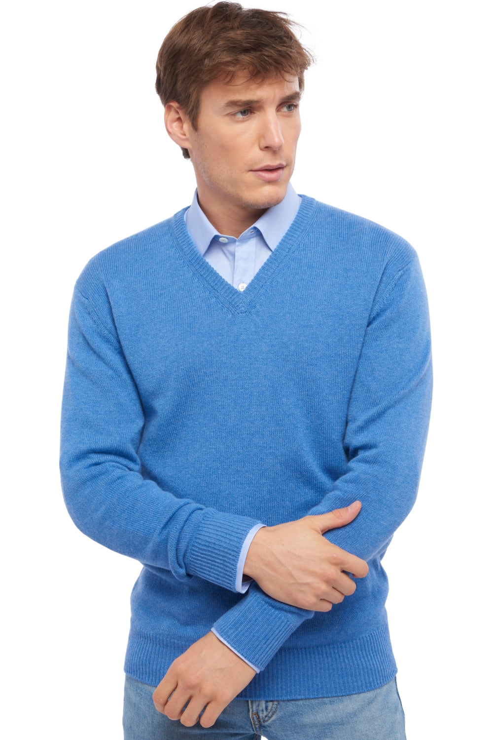 Hippolyte 4F en cachemire homme - bleu chiné - Mahogany