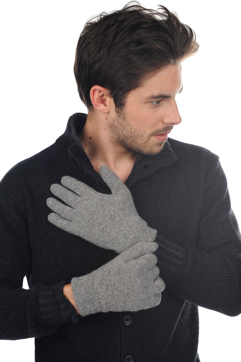 Manous en cachemire homme - gris chiné - Mahogany