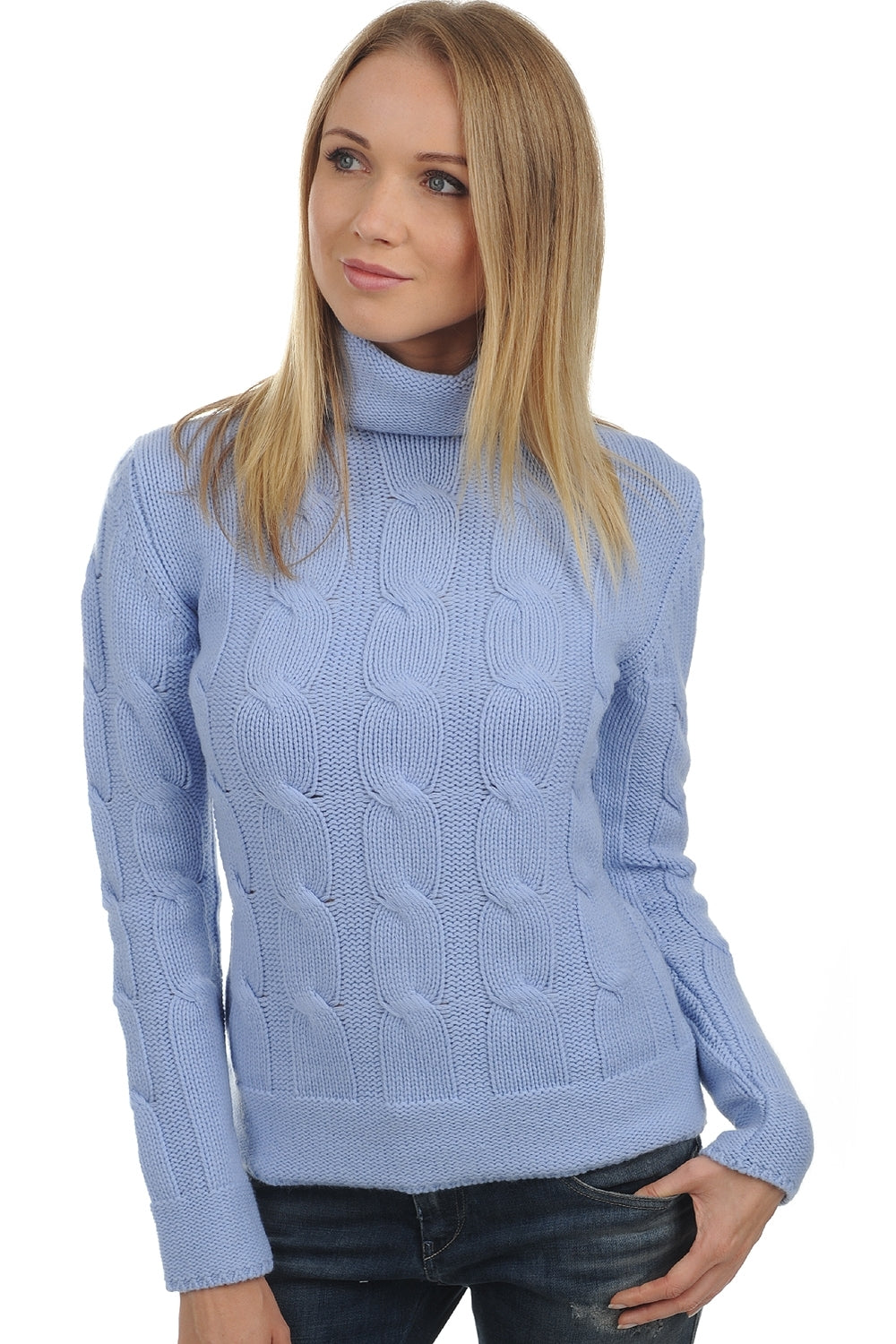 Blanche en cachemire femme - bleu ciel - Mahogany