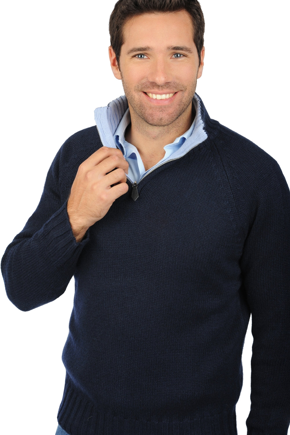 Olivier en cachemire homme - marine foncé-bleu ciel - Mahogany