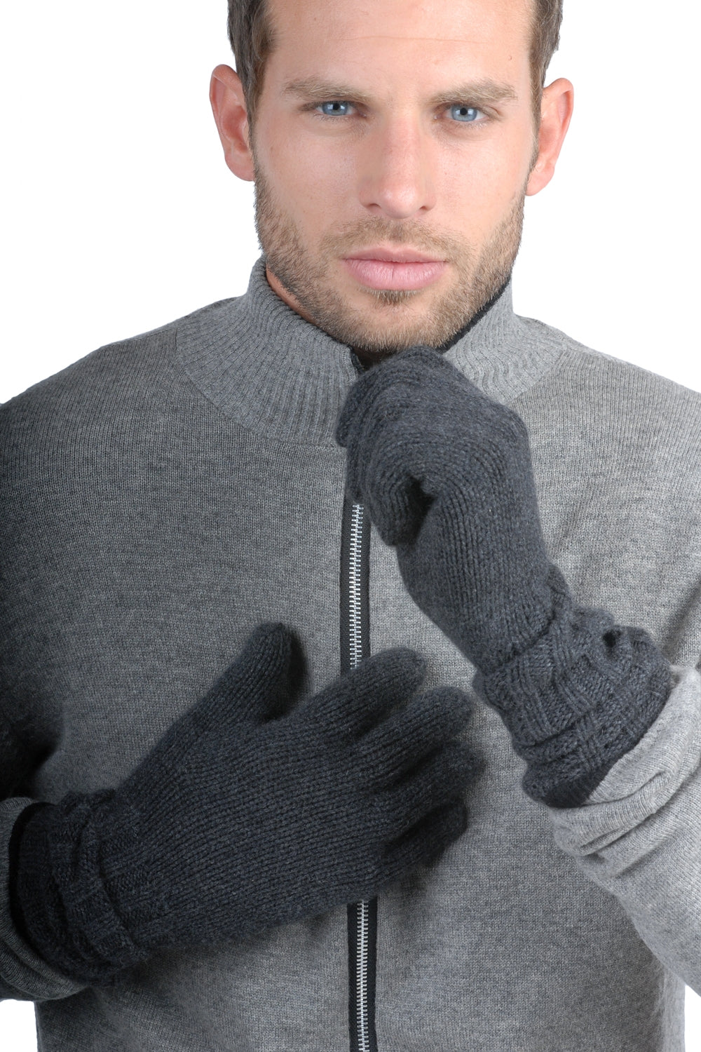 Gants en cachemire, 100 % Cachemire, homme, grosse / 6 fils et +, tricot normal, Mahogany