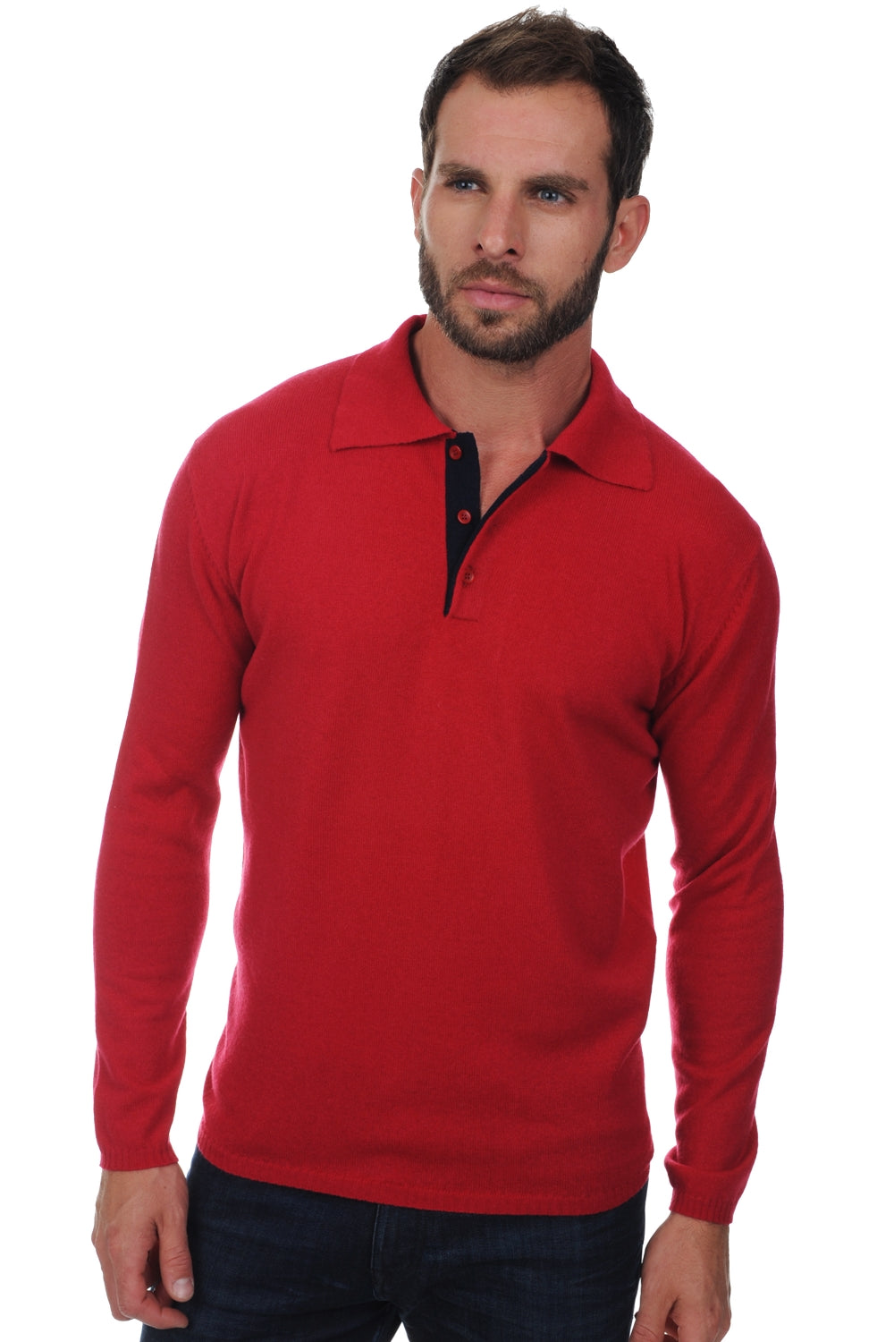 Scott en cachemire homme - rouge velours-marine foncé - Mahogany