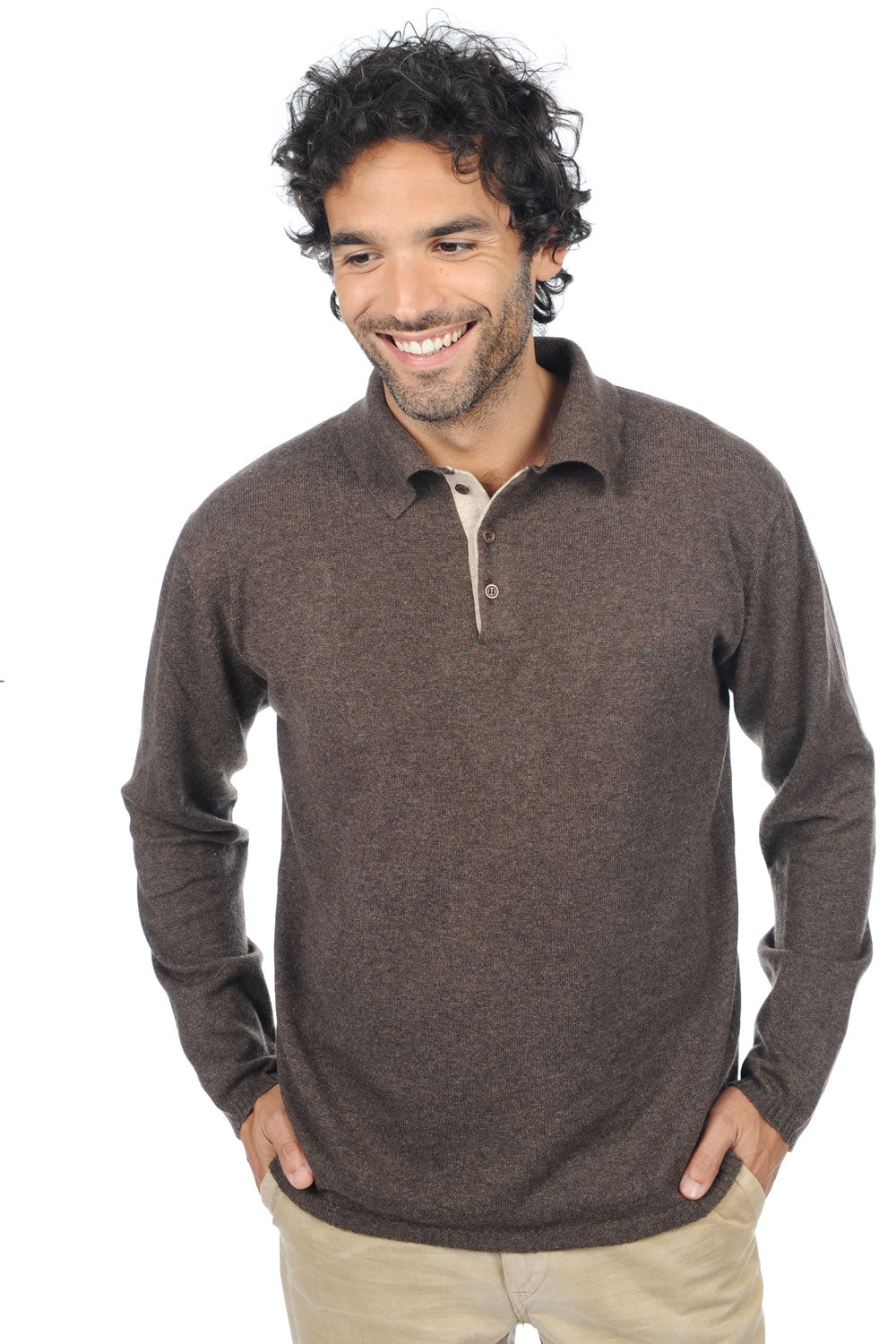 Scott en cachemire homme - marron chiné-beigé intemporel - Mahogany