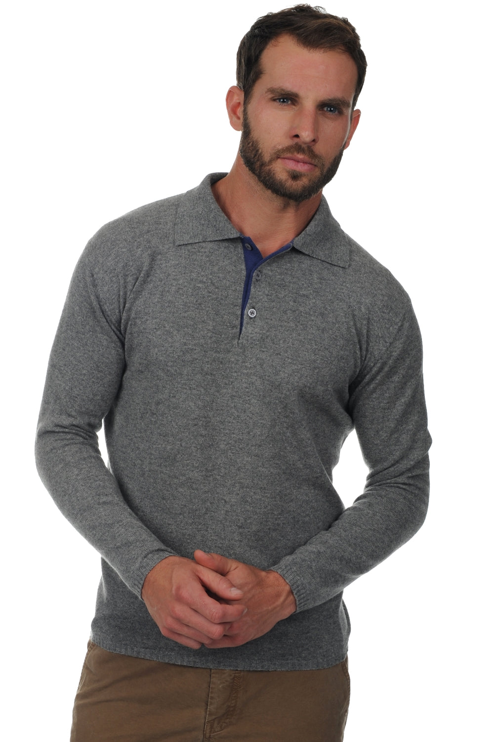 Scott en cachemire homme - gris chiné-bleu mâle - Mahogany