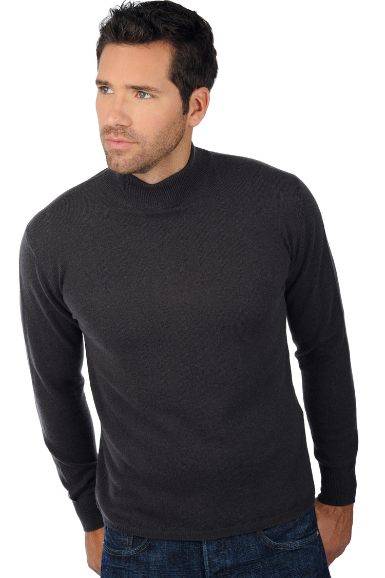 Pull en cachemire, 100 % Cachemire, homme, col col montant / col cheminée, coupe droite, manches longues, normale / 2 et 4 fils, tricot normal, Mahogany