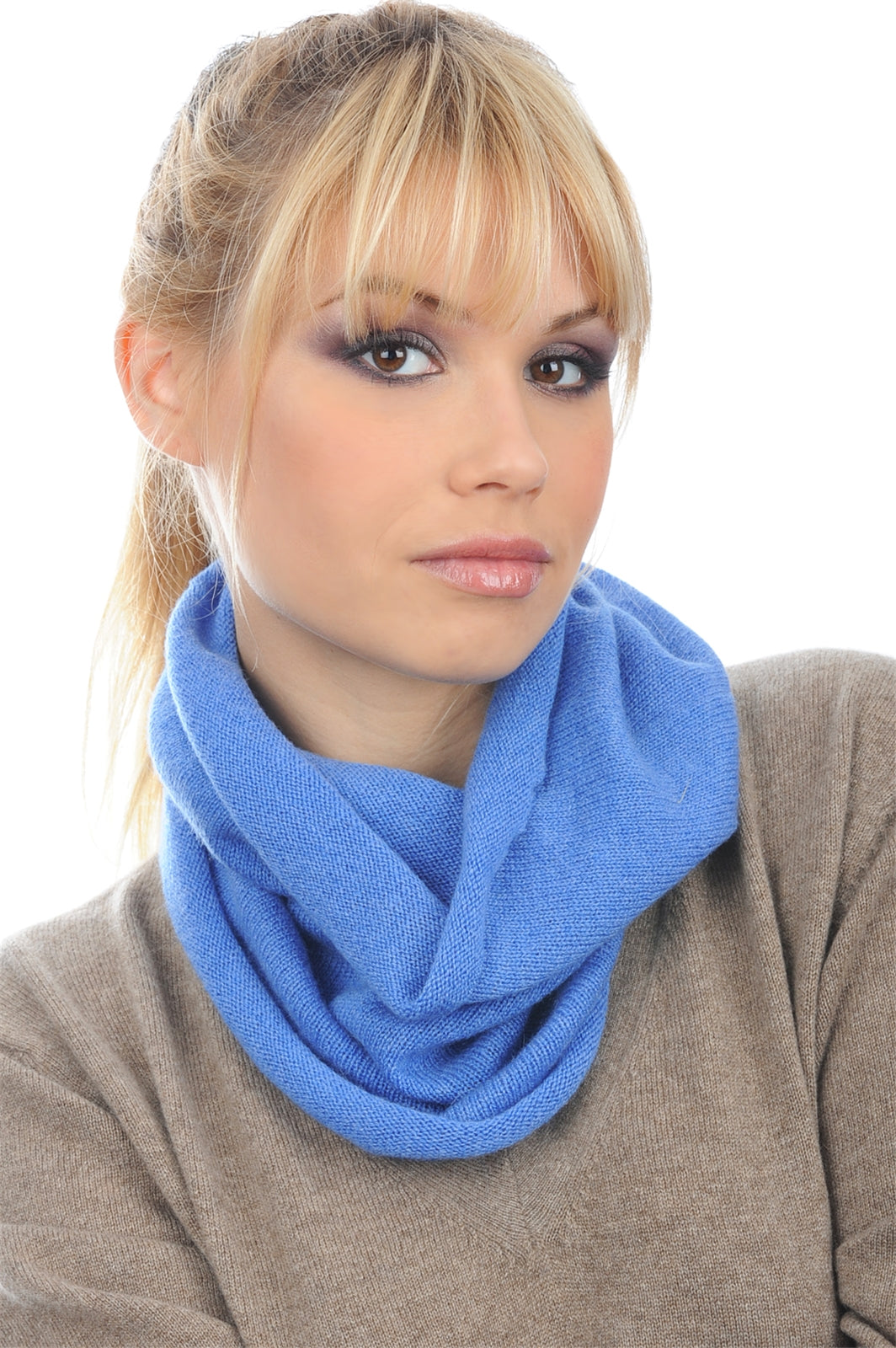 Fraise en cachemire femme - bleu chiné - Mahogany