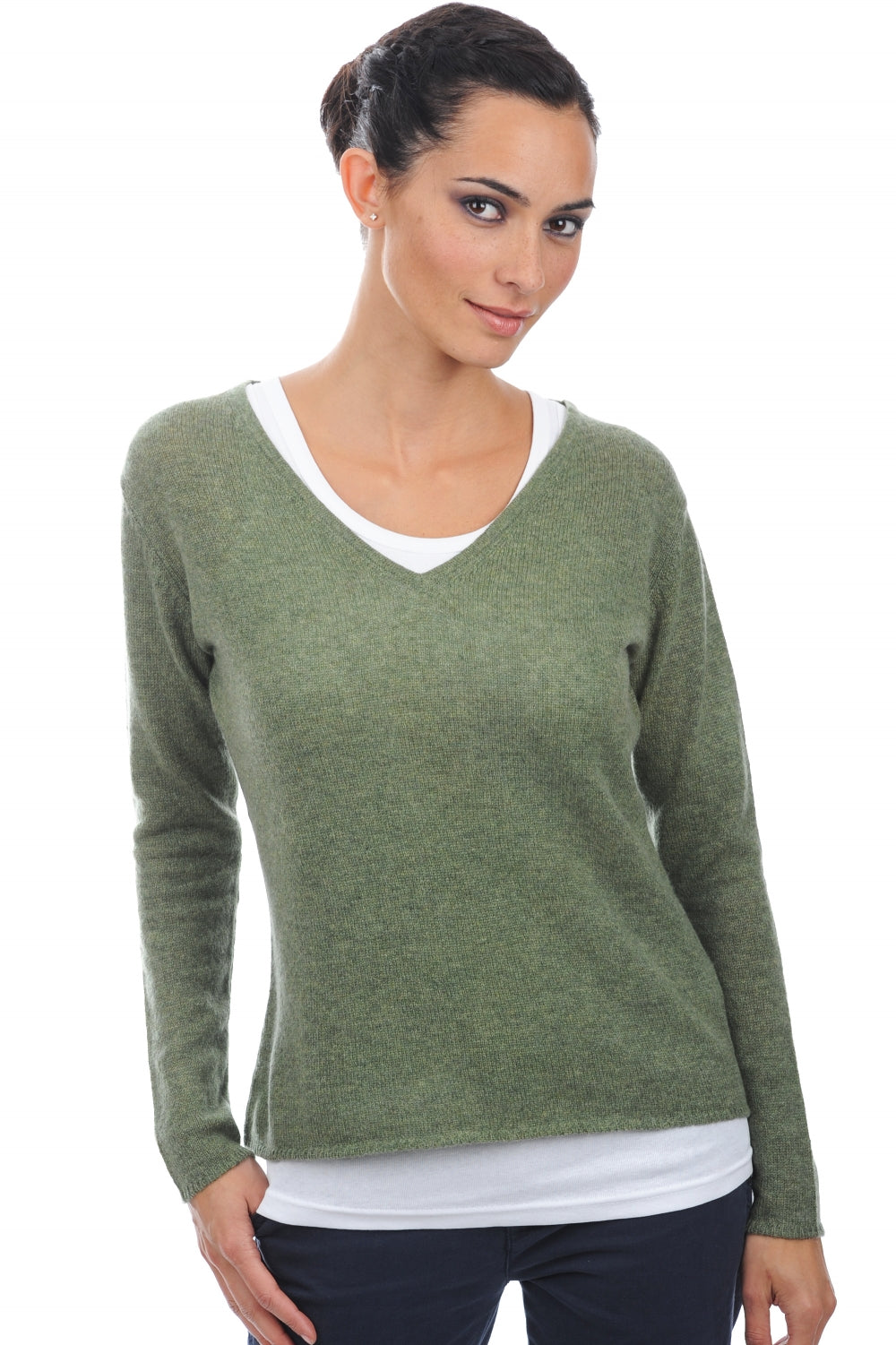 Flavie en cachemire femme - vert chiné - Mahogany