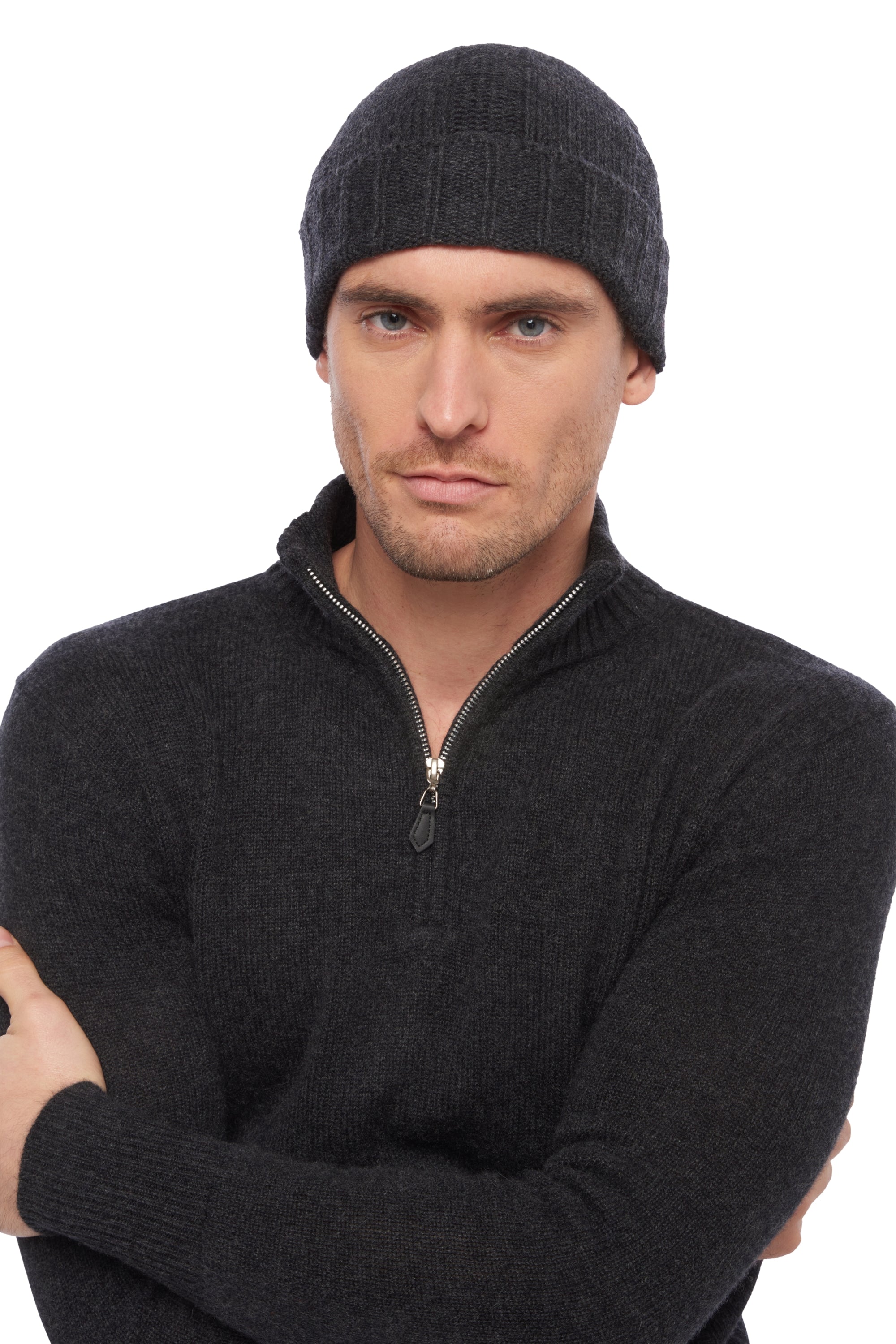 Bonnet en cachemire, 100 % Cachemire, homme, grosse / 6 fils et +, côtelé, Mahogany