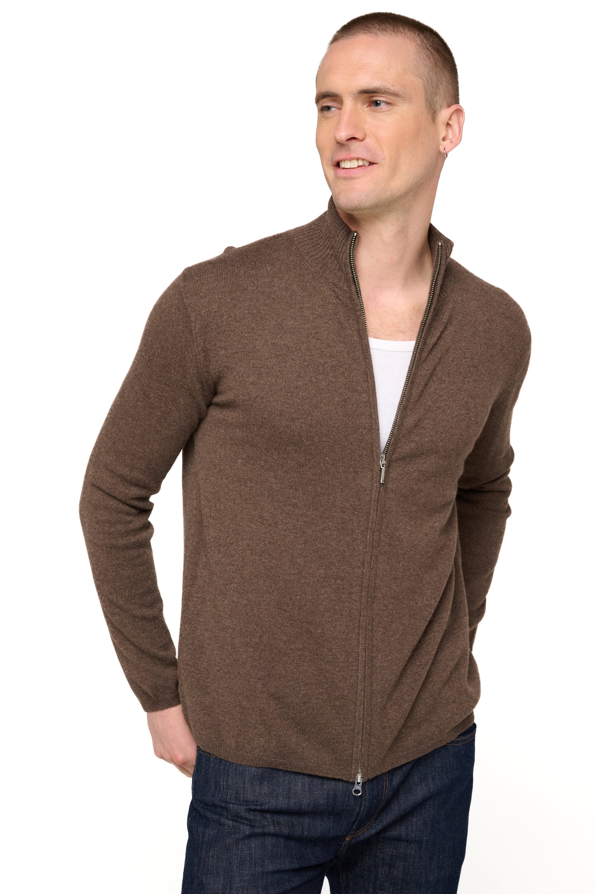 Elton en cachemire homme - marron chiné - Mahogany