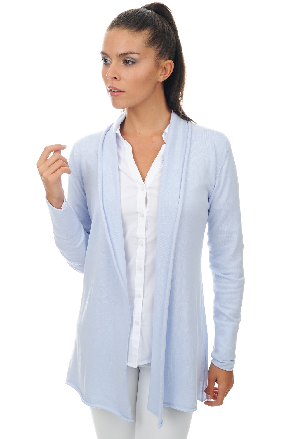 Perlette en cachemire et coton femme - bleu ciel - Mahogany