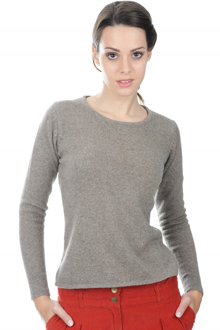 Pull en yak, 100 % Yak, femme, col col rond, coupe droite, manches longues, normale / 2 et 4 fils, tricot normal, Mahogany