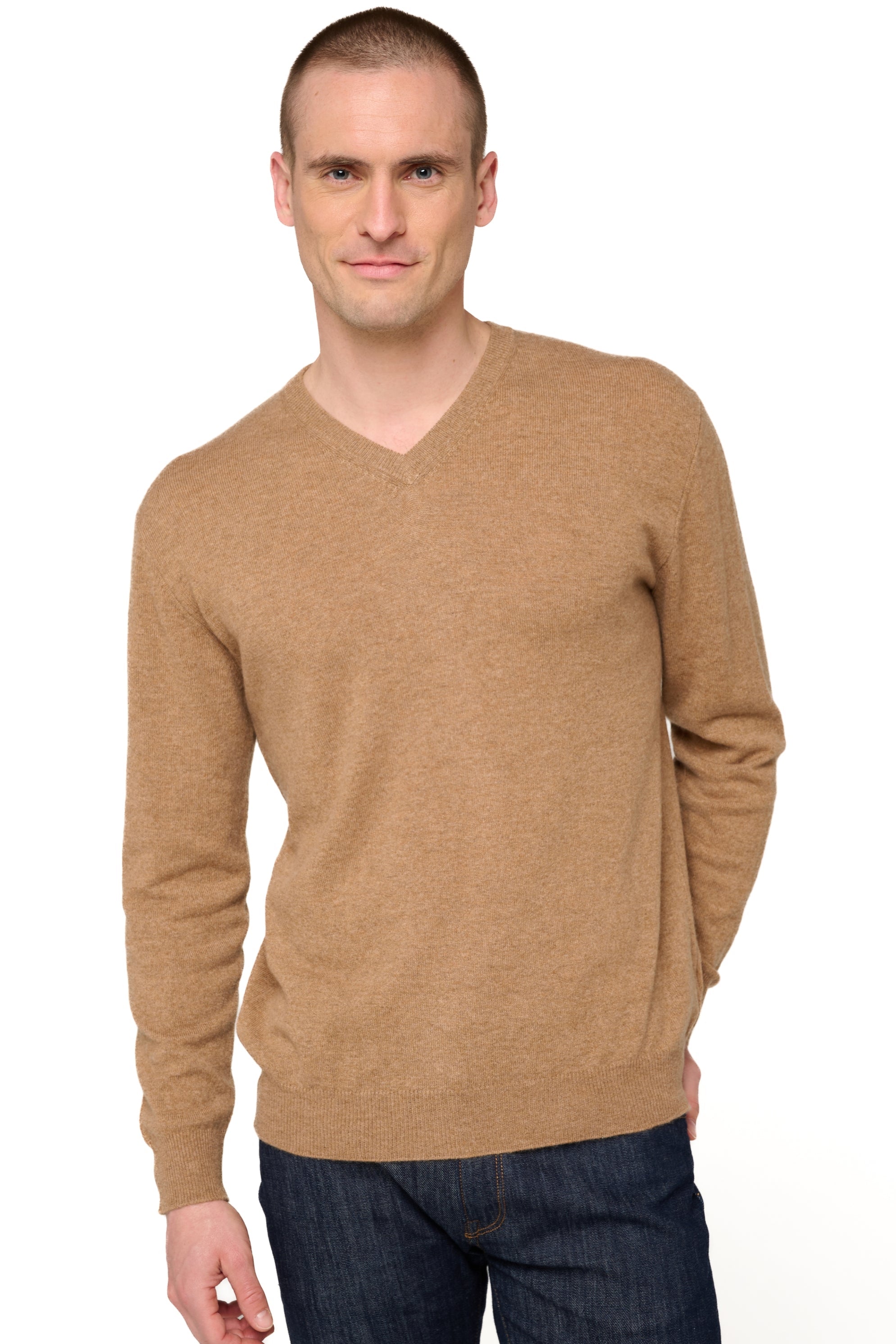 Gaspard en cachemire homme - camel chiné - Mahogany