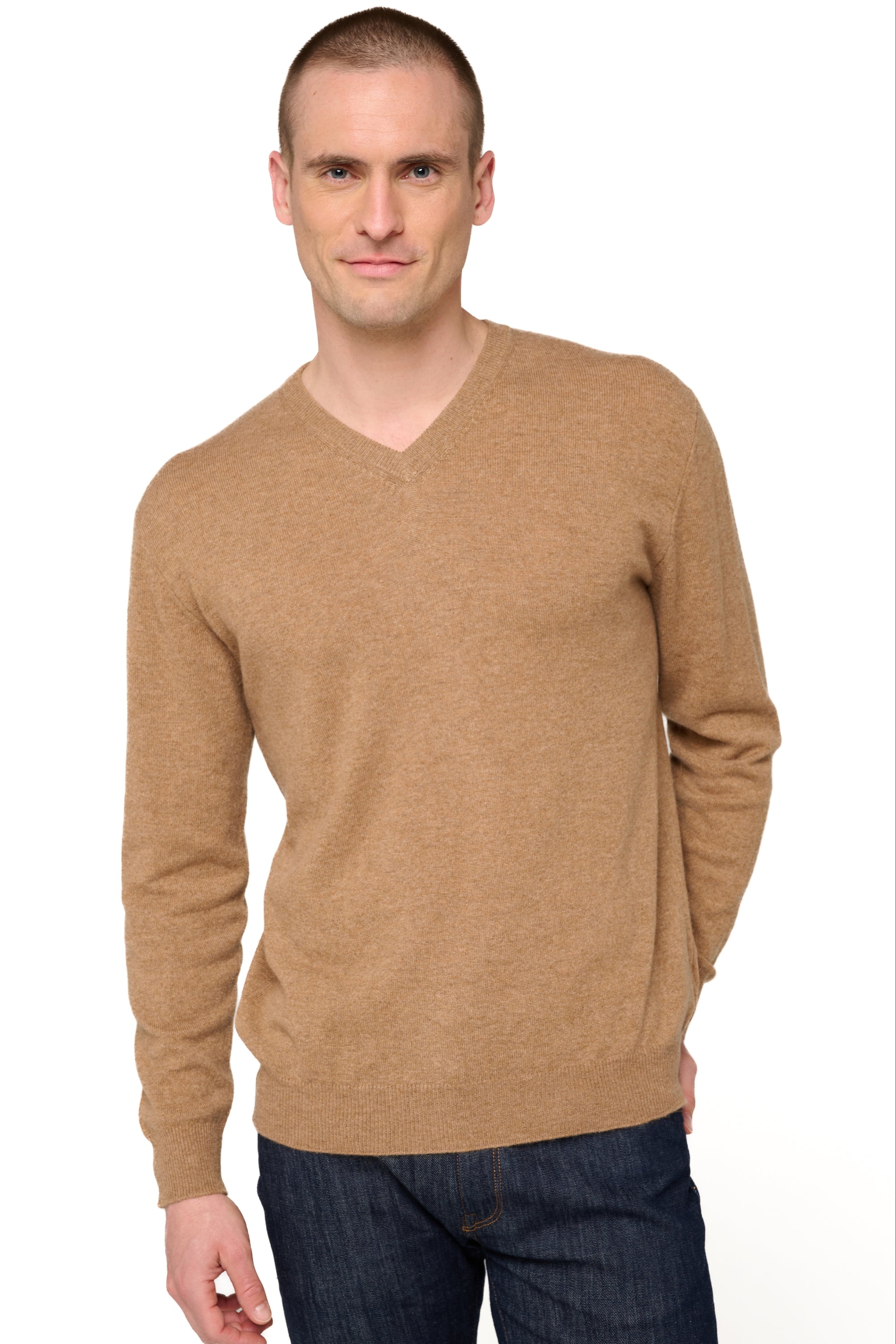 Gaspard en cachemire homme - camel chiné - Mahogany