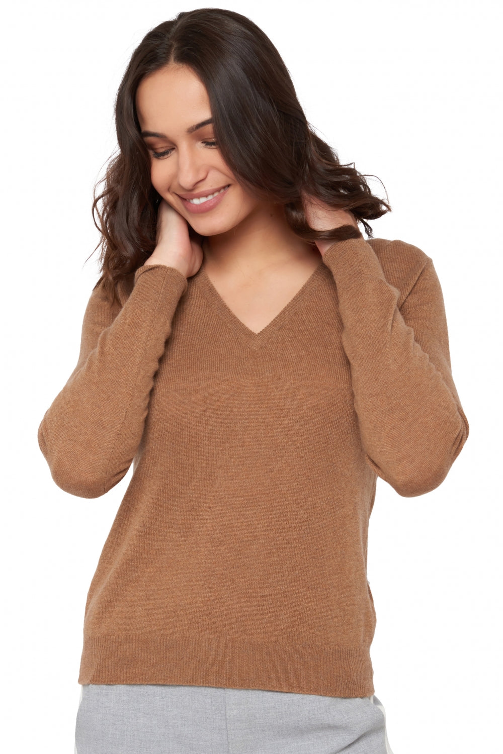 Faustine en cachemire femme - camel chiné - Mahogany