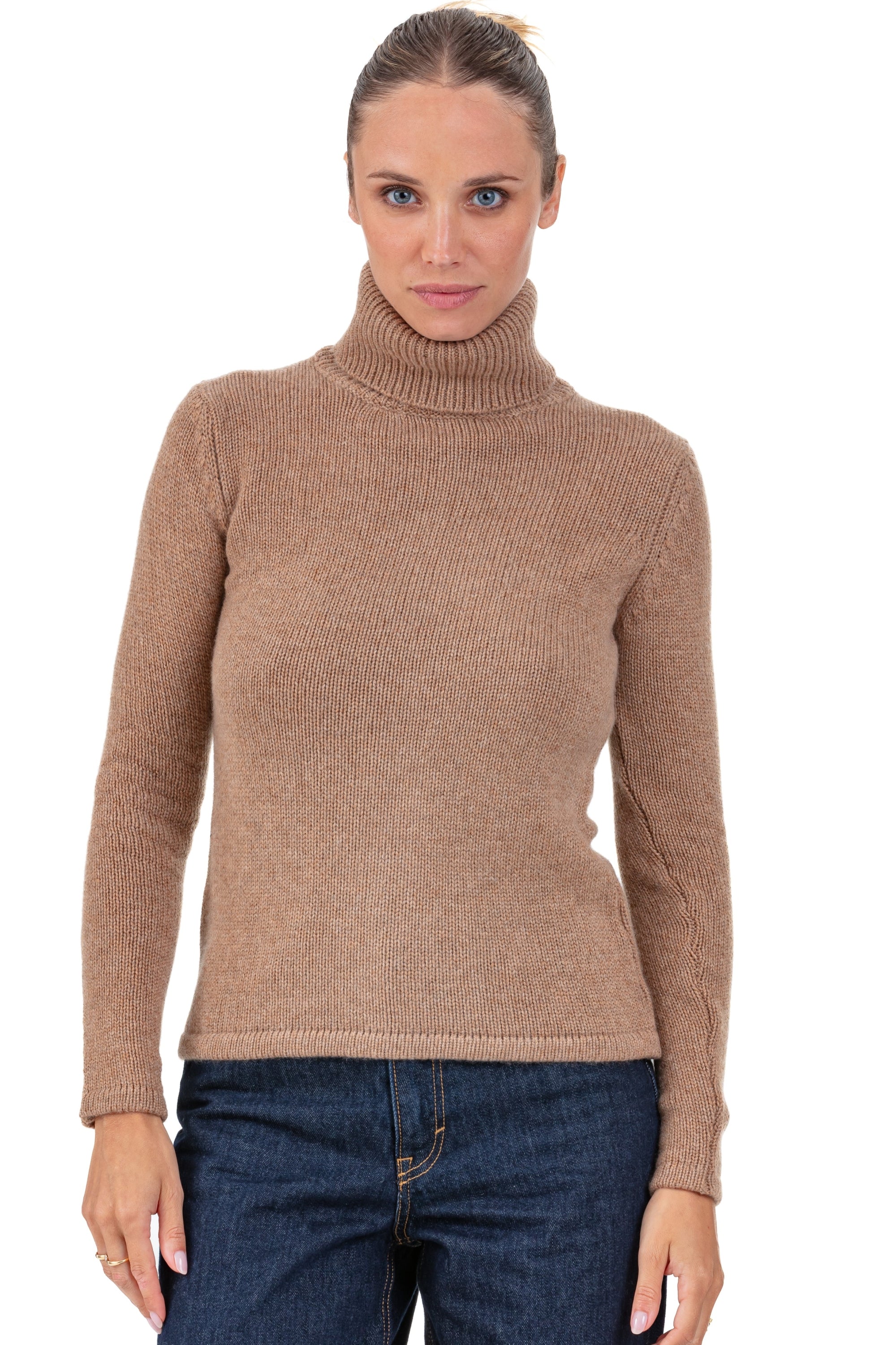 Carla en cachemire femme - camel chiné - Mahogany