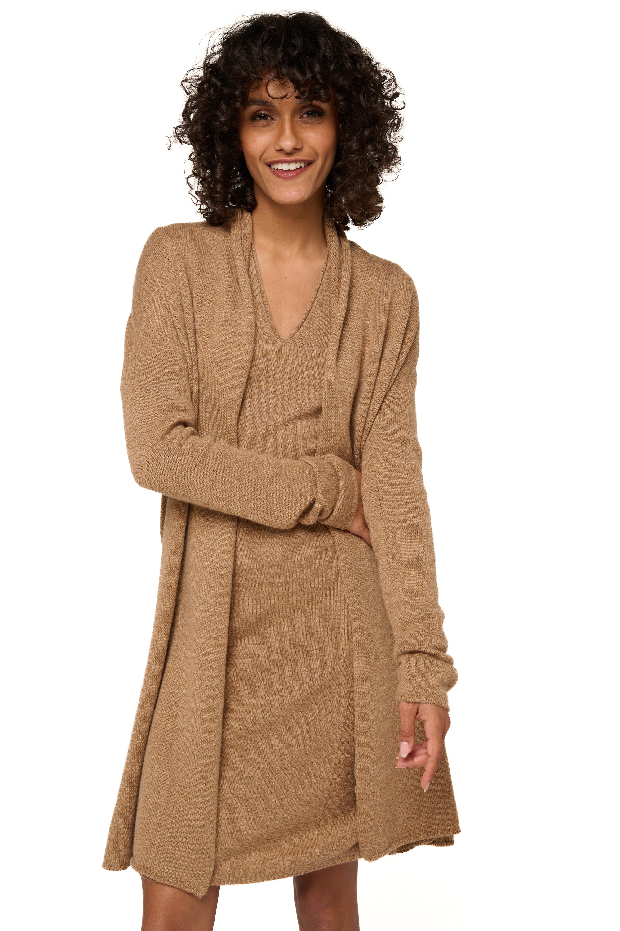 Perla en cachemire femme - camel chiné - Mahogany