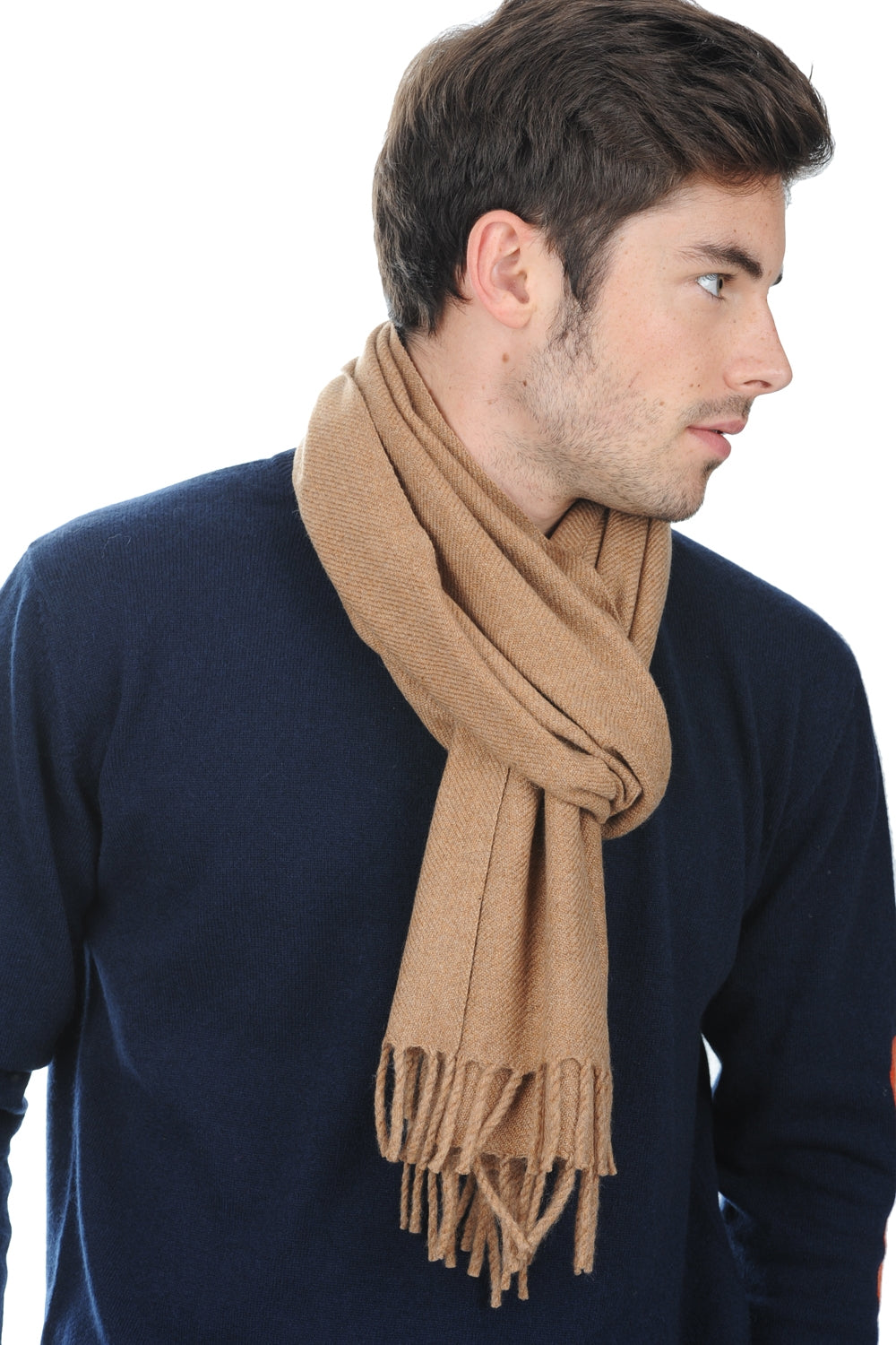 Zak200 en cachemire homme - camel chiné - Mahogany
