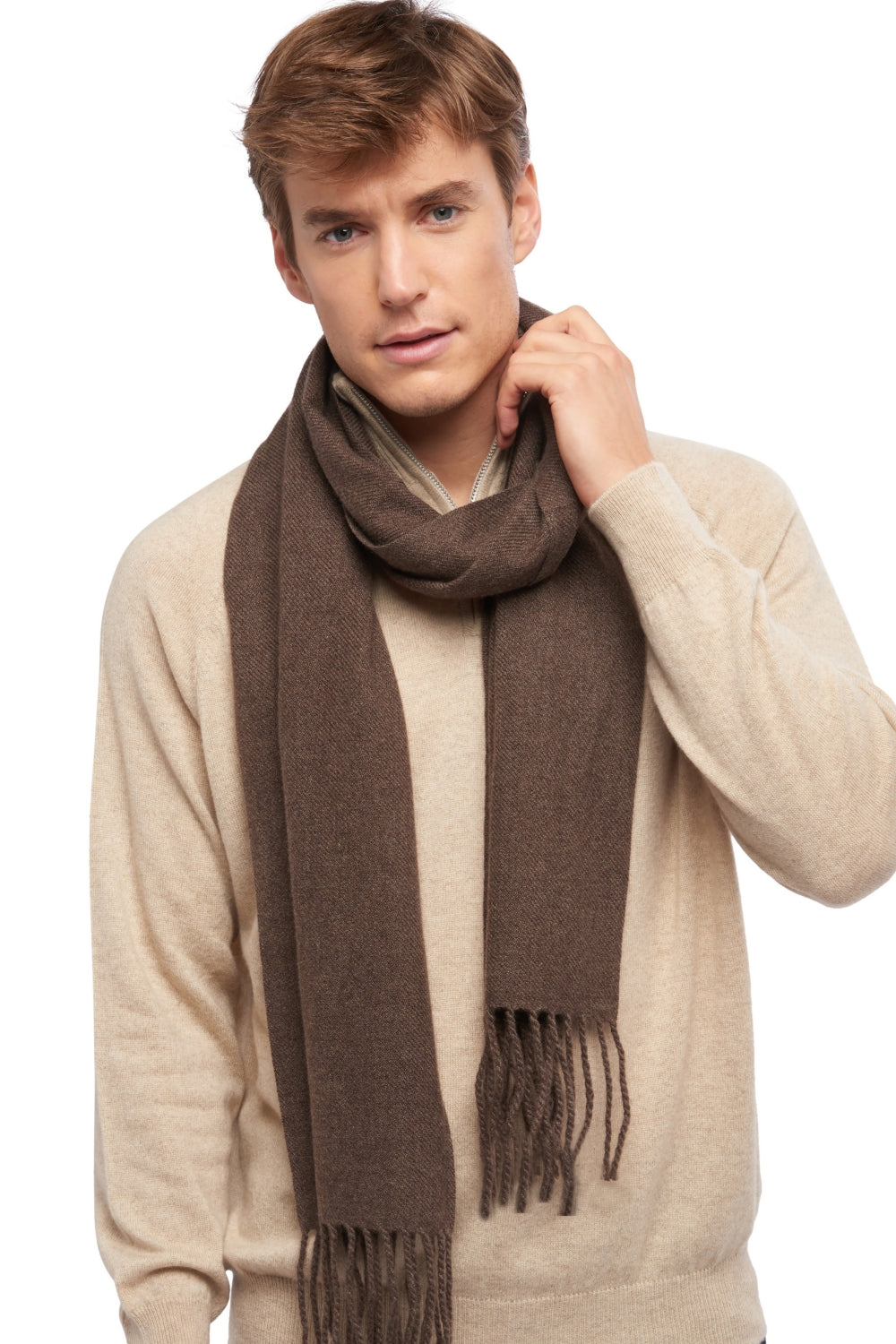 Zak200 en cachemire homme - marron chiné - Mahogany