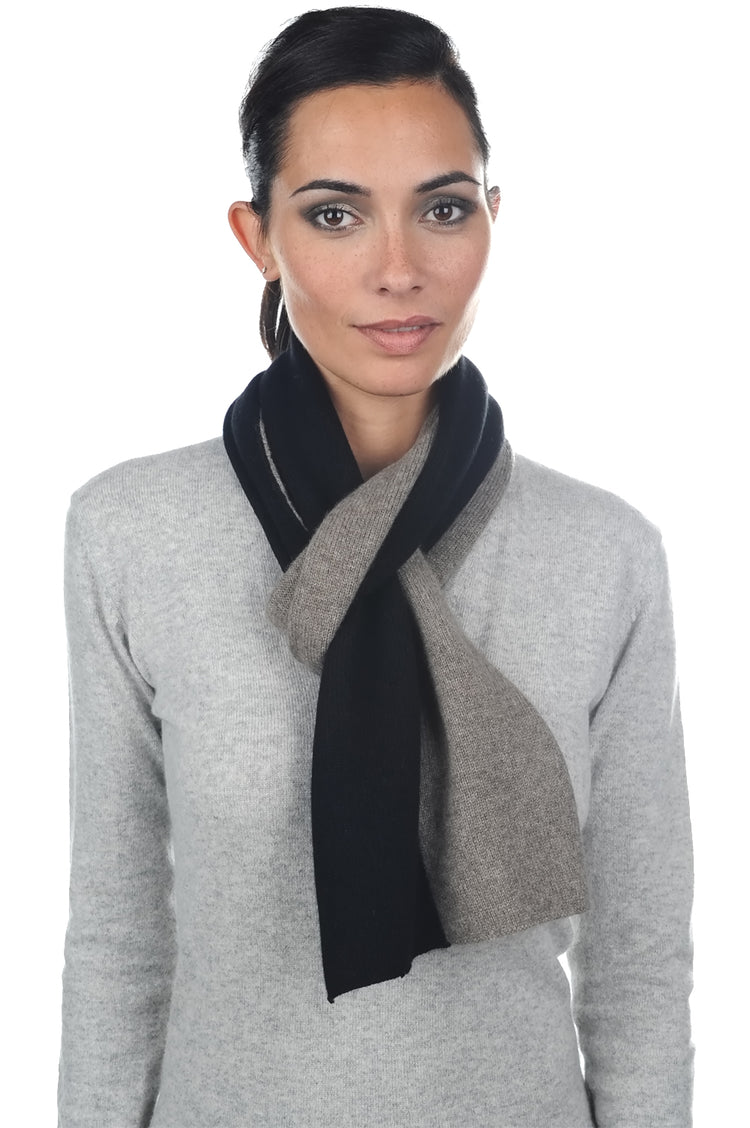 Luvo en cachemire et yak mixte - noir-marmotte naturel - Mahogany