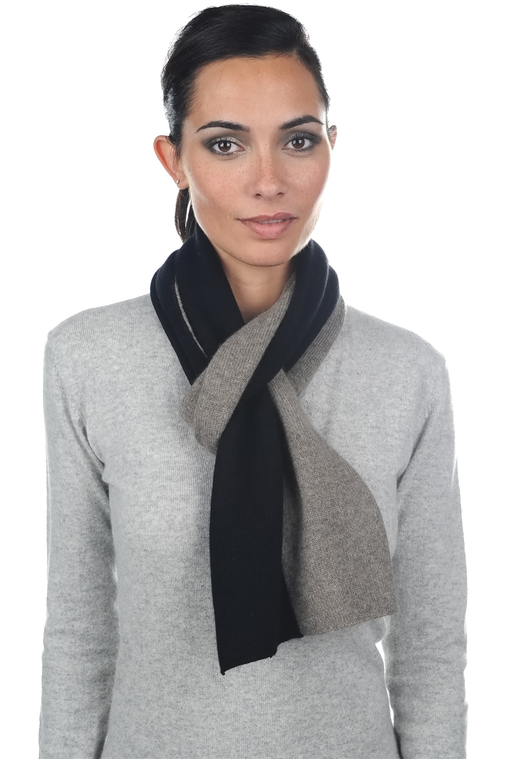 Luvo en cachemire et yak mixte - noir-marmotte naturel - Mahogany