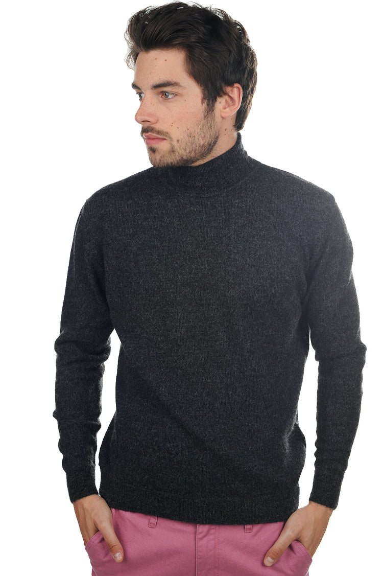 Pull en baby alpaga, 100 % Baby Alpaga, homme, col col roulé, coupe droite, manches longues, normale / 2 et 4 fils, tricot normal, Mahogany