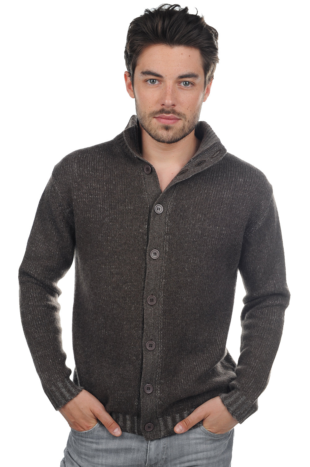 Jo en cachemire homme - marron chiné-marmotte chiné - Mahogany