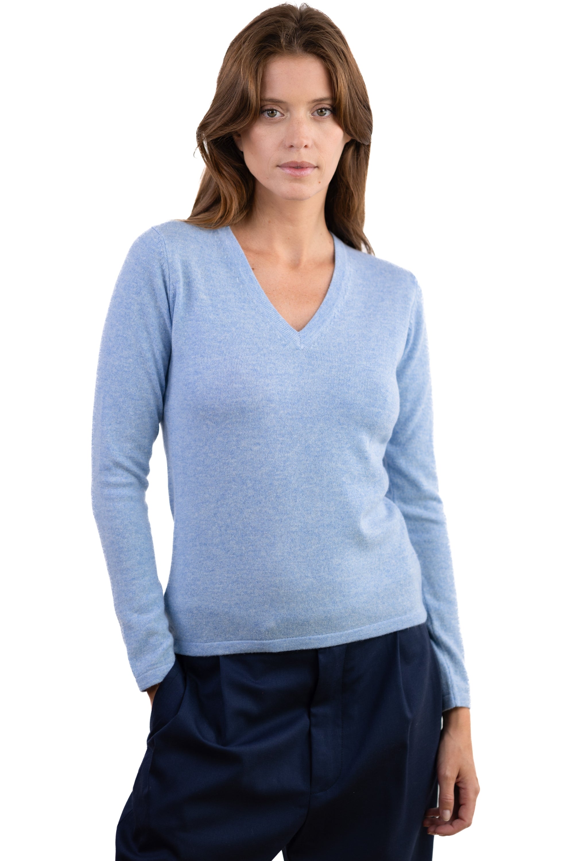Emma en cachemire femme - bleu azur chiné - Mahogany