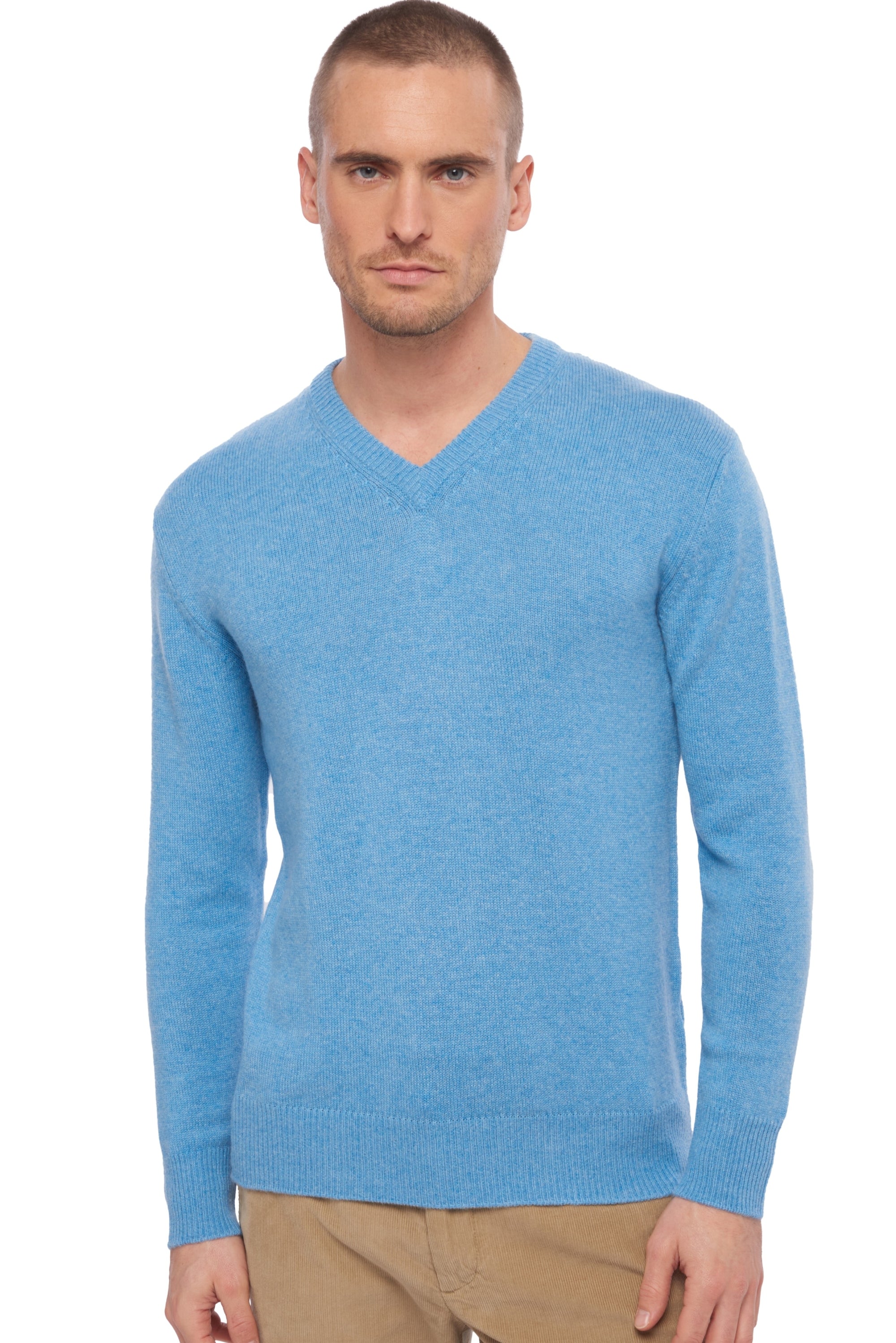 Hippolyte 4F en cachemire homme - bleu azur chiné - Mahogany