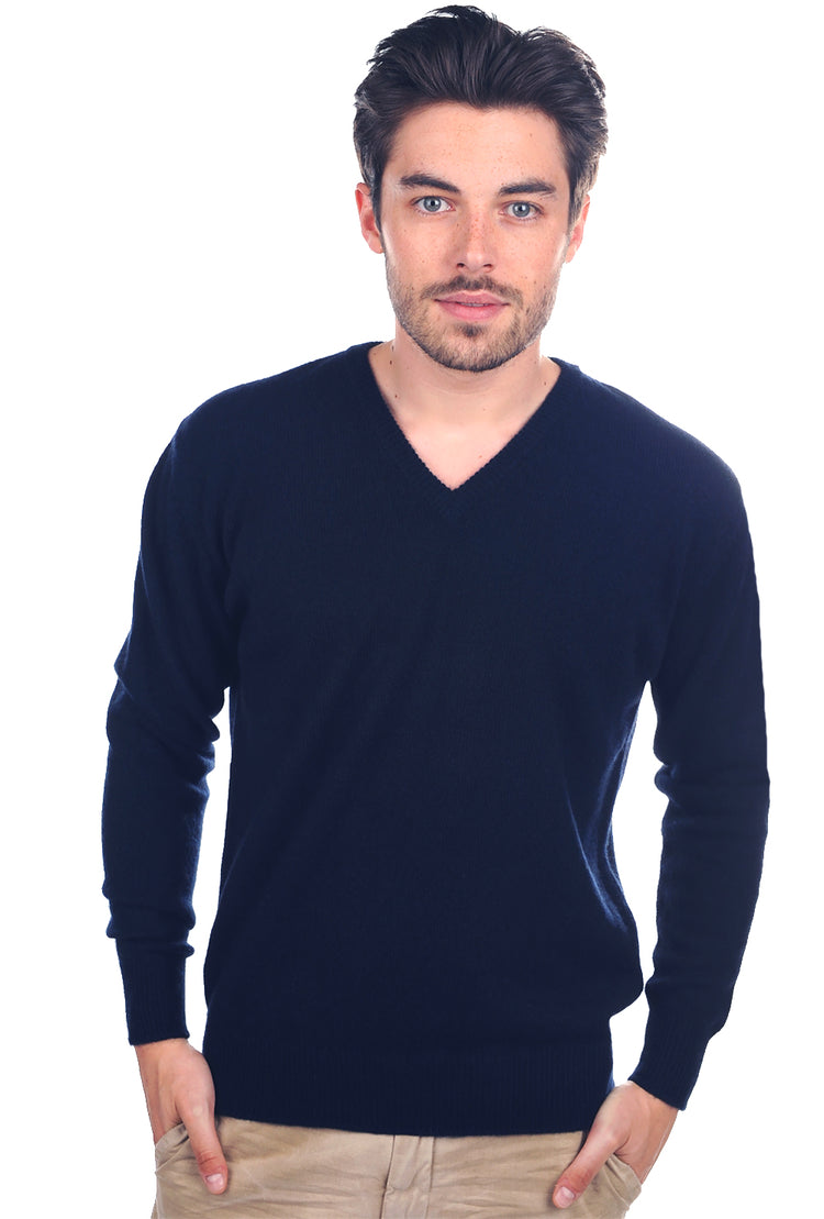 Pull en yak, 100 % Yak, homme, col col v, coupe droite, manches longues, normale / 2 et 4 fils, tricot normal, Mahogany