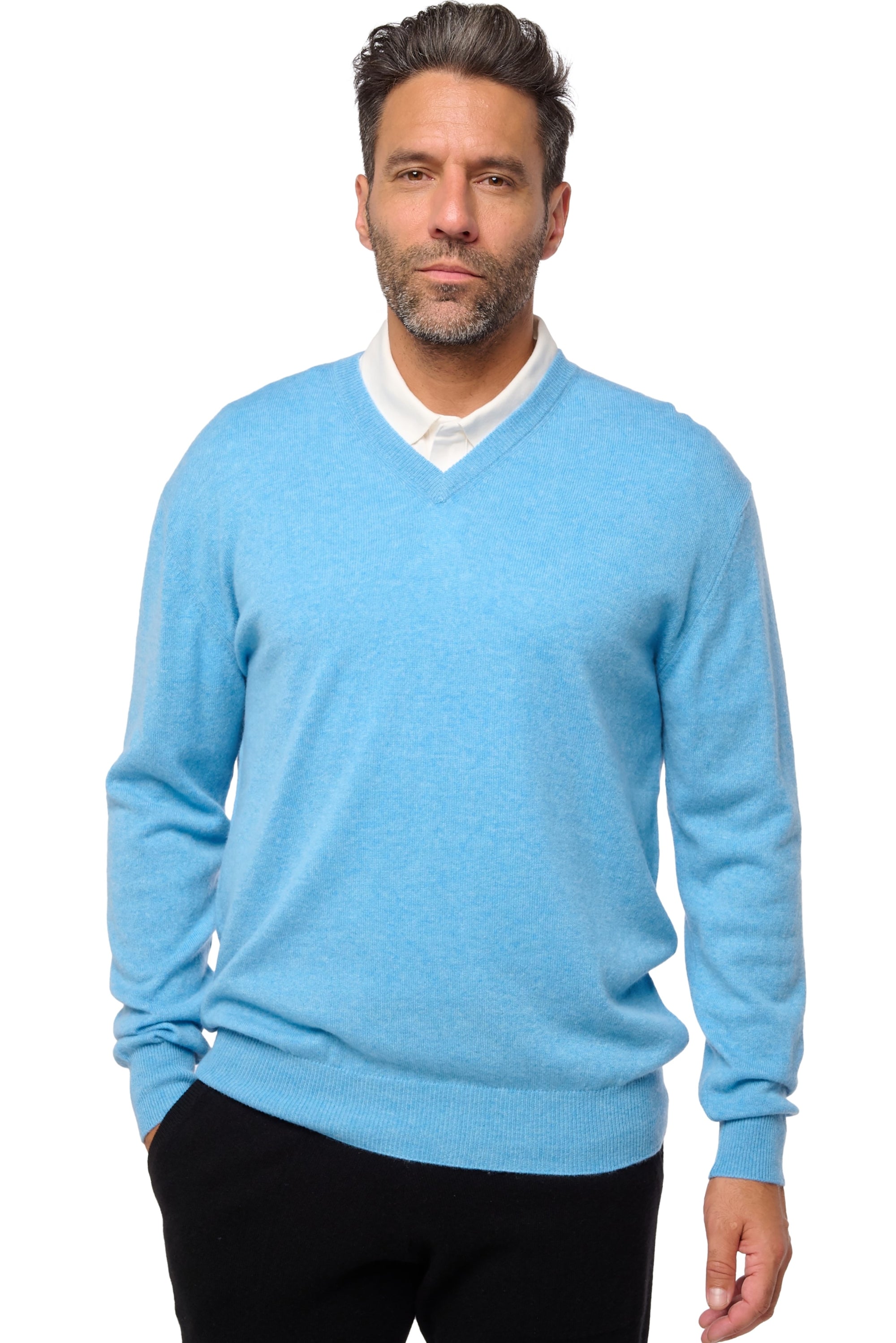Hippolyte en cachemire homme - bleu azur chiné - Mahogany