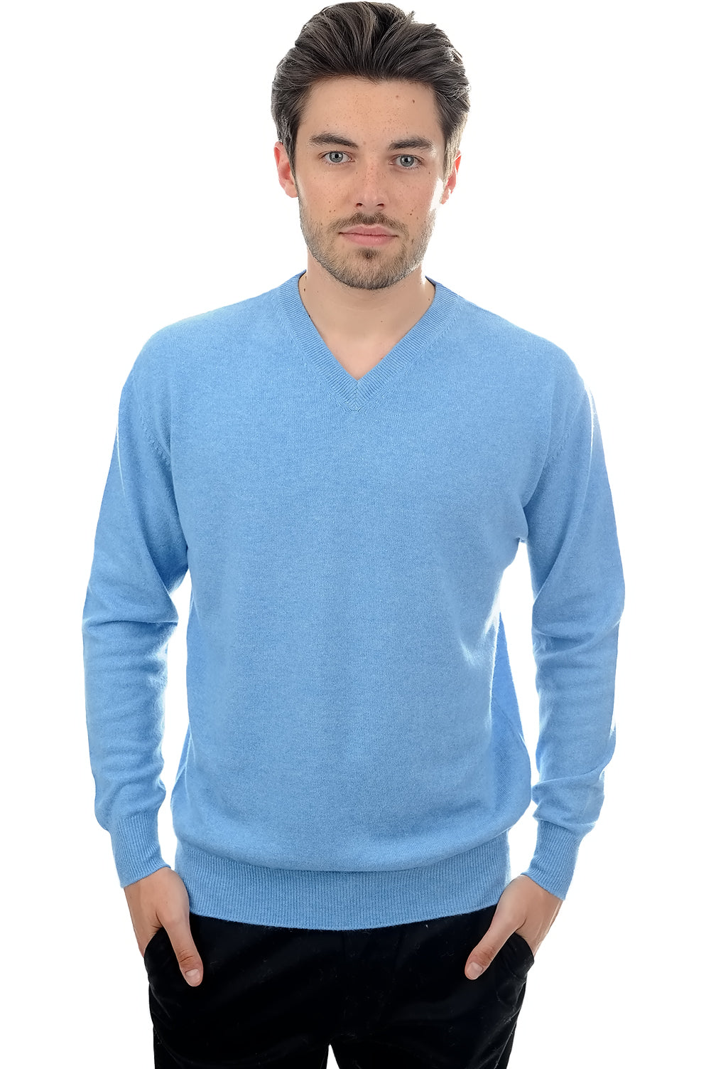 Gaspard en cachemire homme - bleu azur chiné - Mahogany