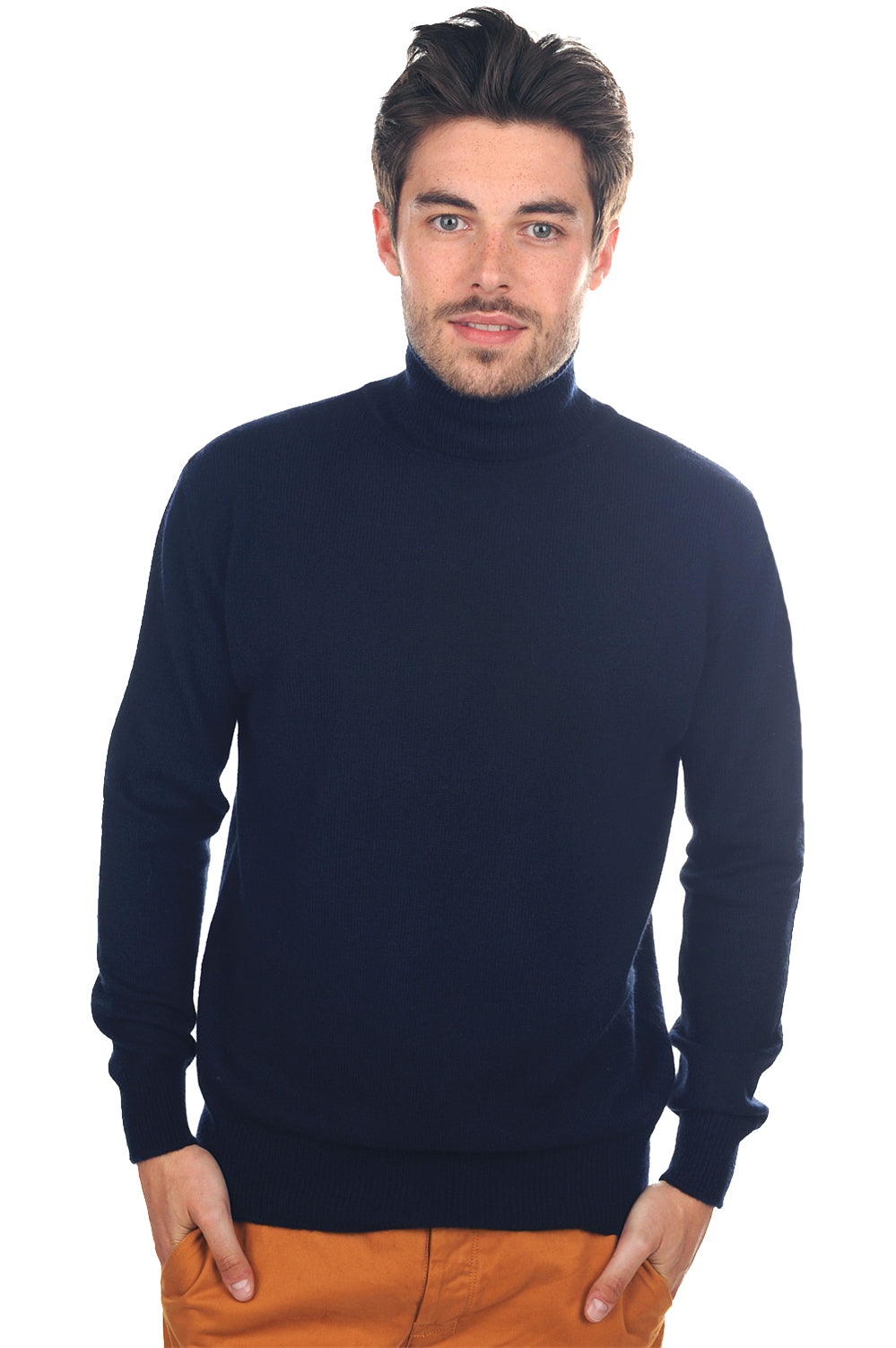 Pull en yak, 100 % Yak, homme, col col roulé, coupe droite, manches longues, normale / 2 et 4 fils, tricot normal, Mahogany