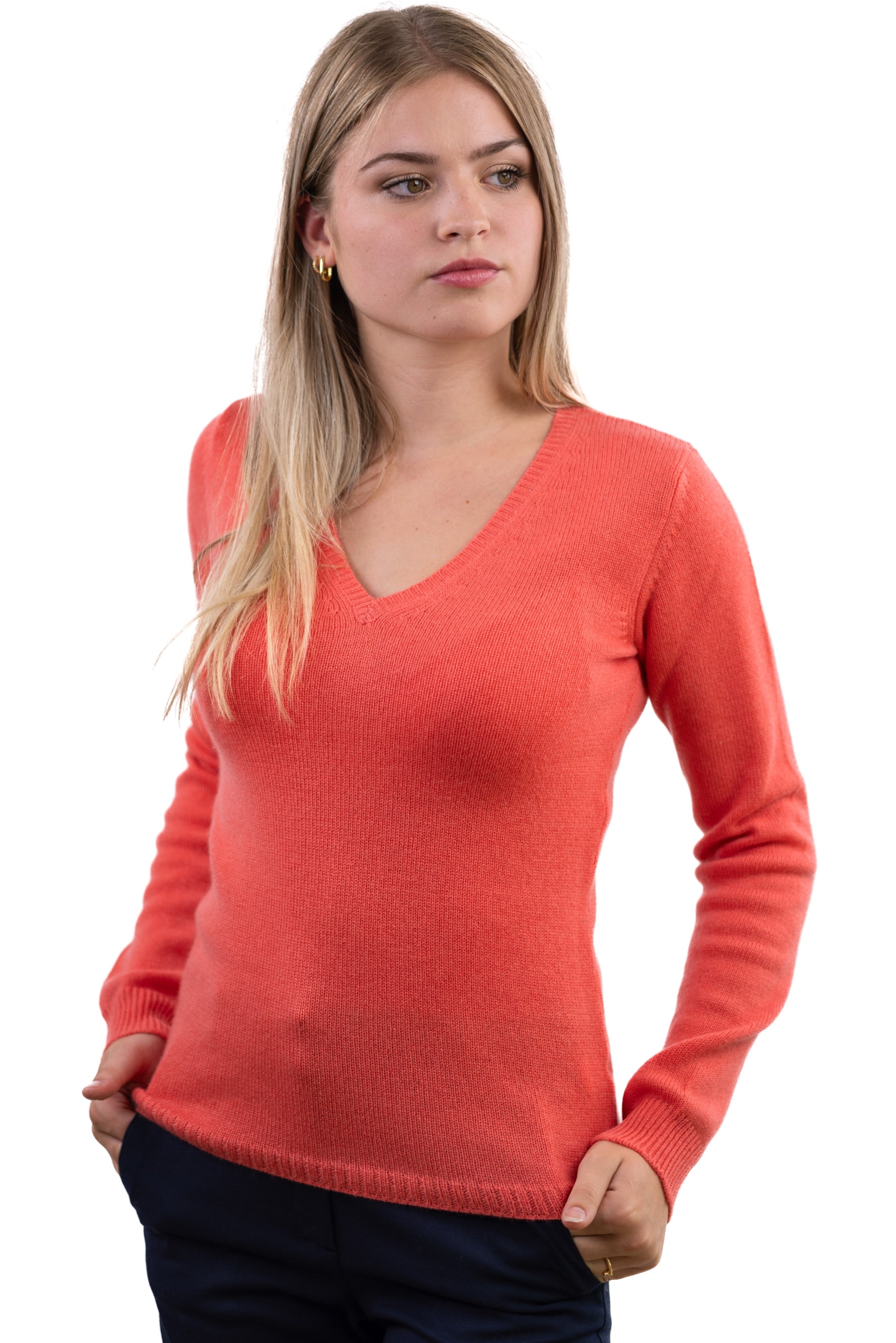 Erine 4F en cachemire femme - corail lumineux - Mahogany