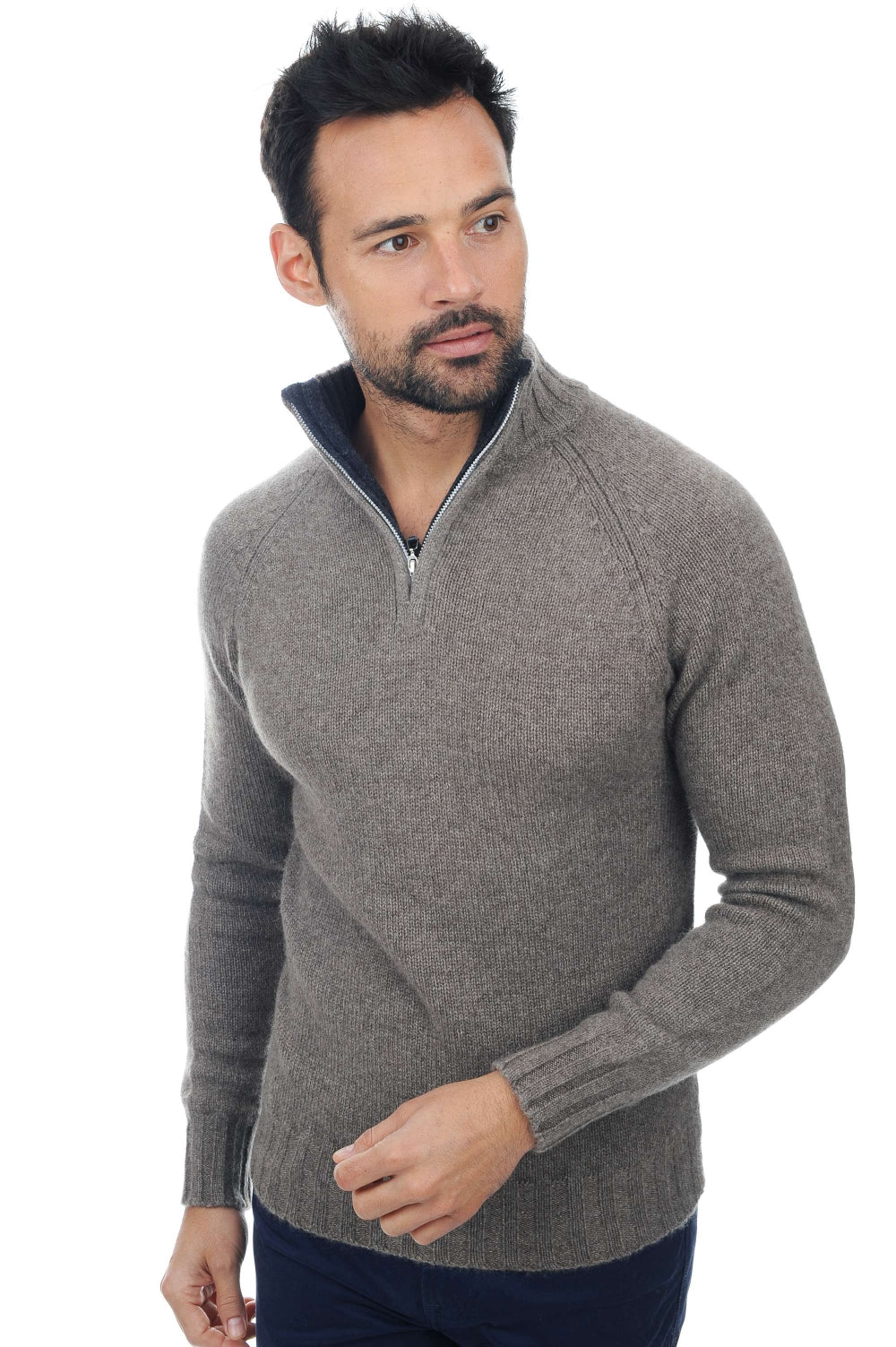Howard en cachemire et yak homme - marmotte-anthracite chiné - Mahogany
