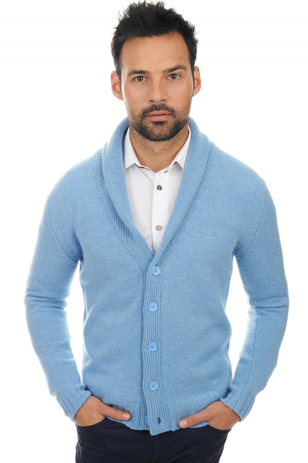 Jovan en cachemire homme - bleu azur chiné - Mahogany